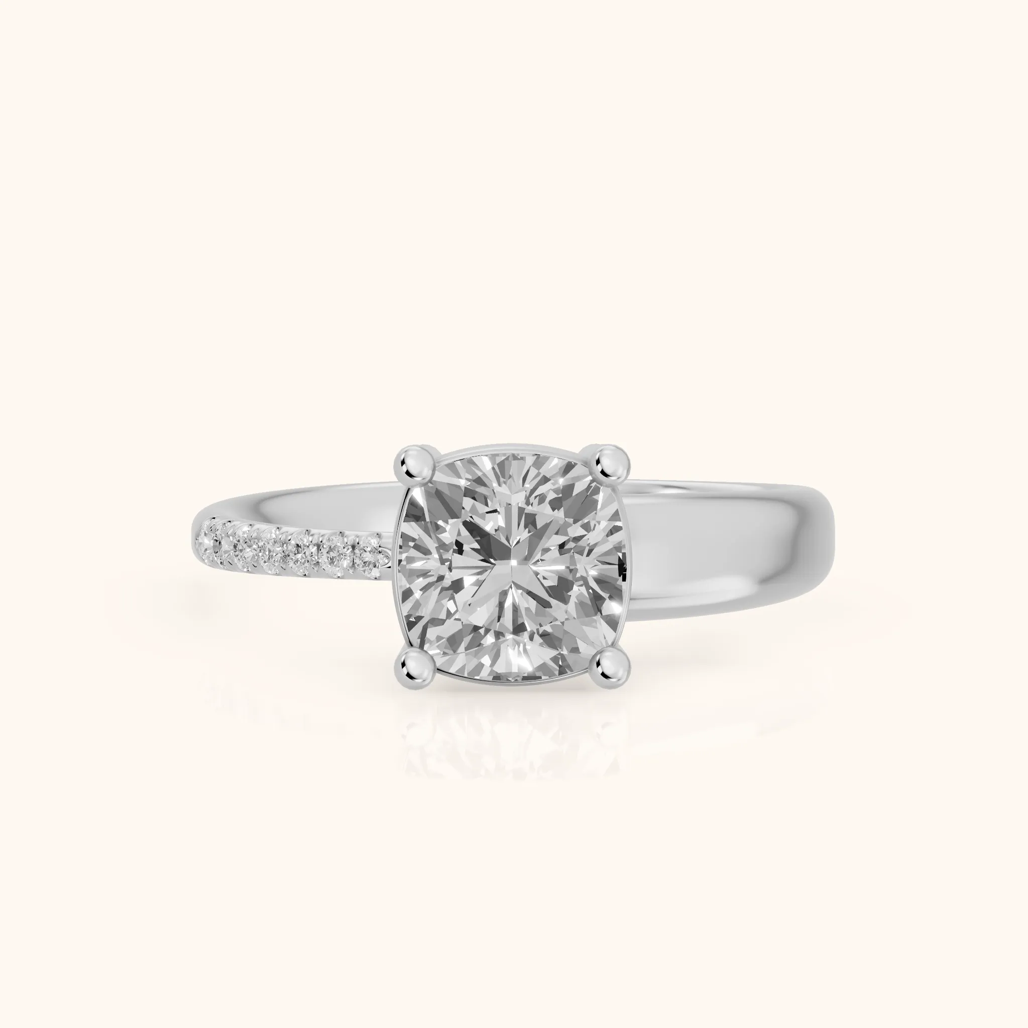 Rosie Solitaire Basket Cushion Diamond Engagement Ring in Platinum — view 1
