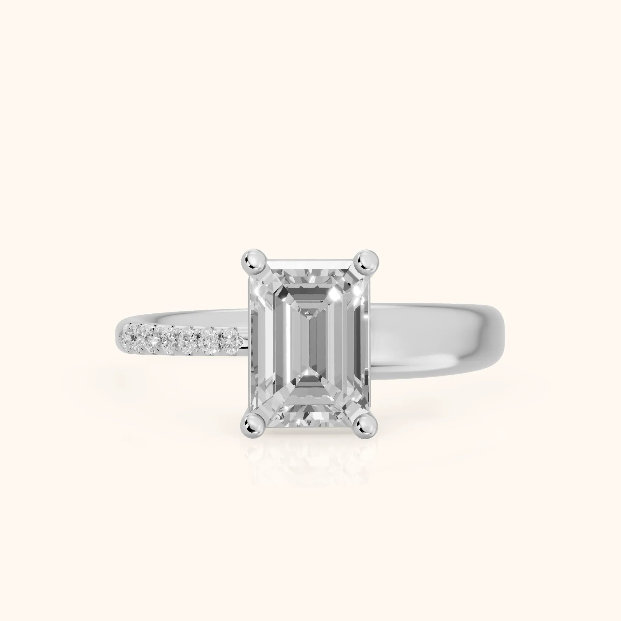 Rosie Solitaire Basket Emerald Diamond Engagement Ring in Silver — view 1