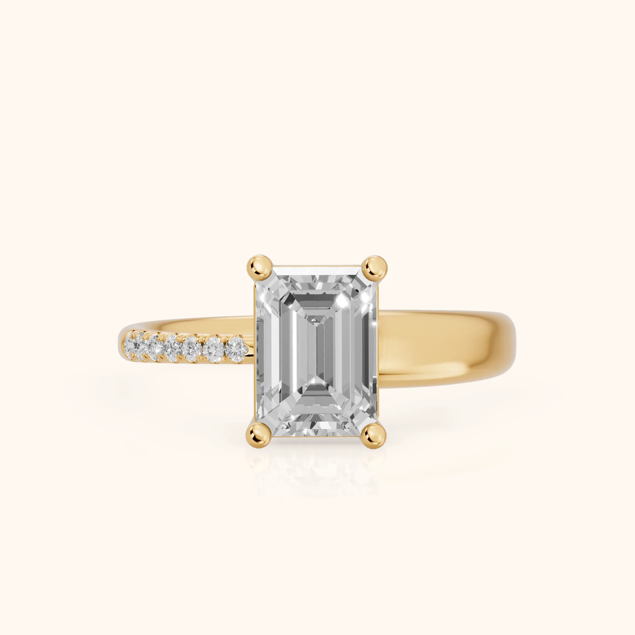 Rosie Solitaire Basket Emerald Diamond Engagement Ring in Yellow Gold — view 1