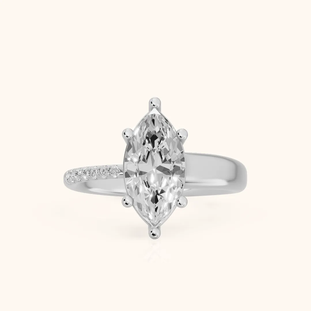 Rosie Solitaire Basket Marquise Diamond Engagement Ring in Silver — view 2
