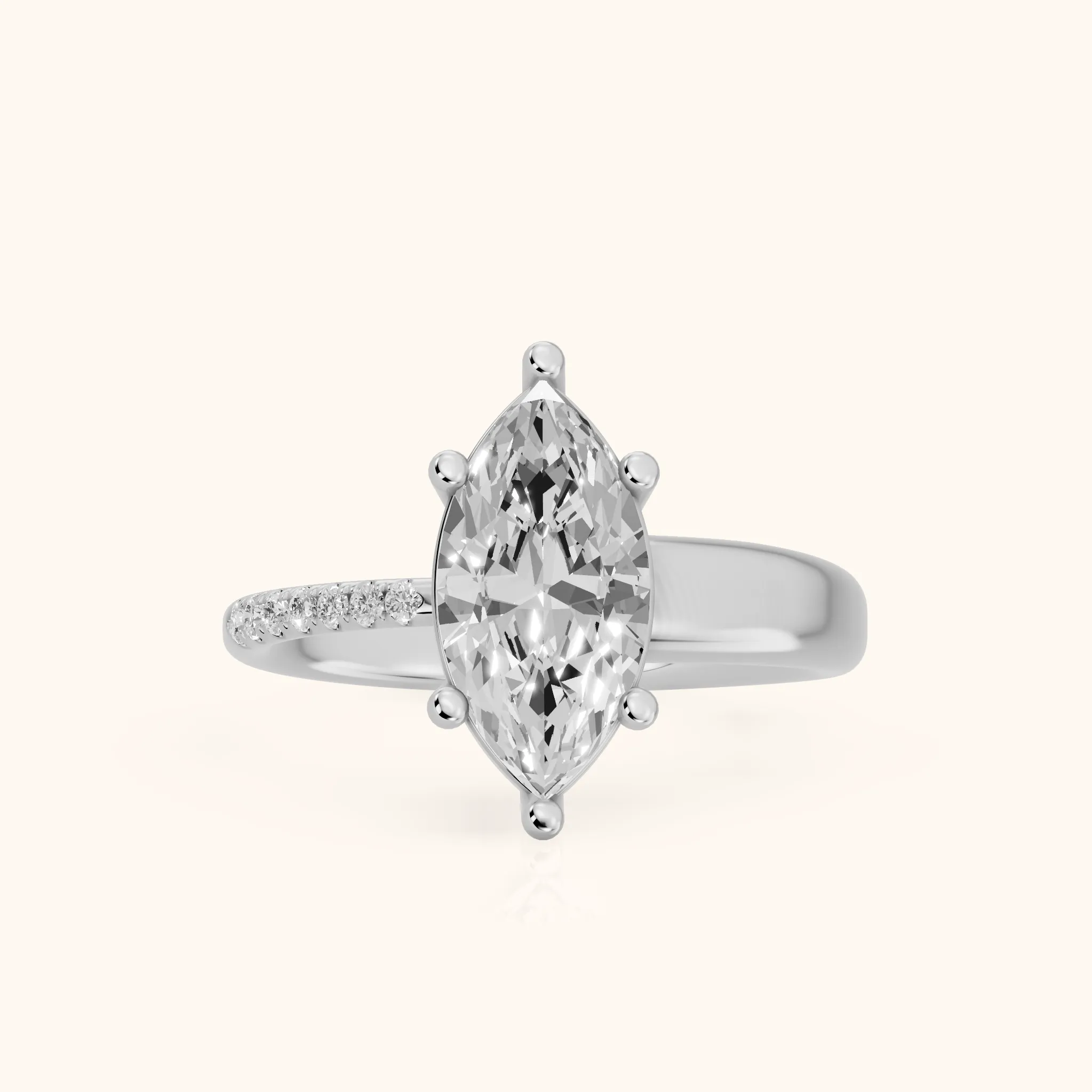 Rosie Solitaire Basket Marquise Diamond Engagement Ring in Silver — view 1