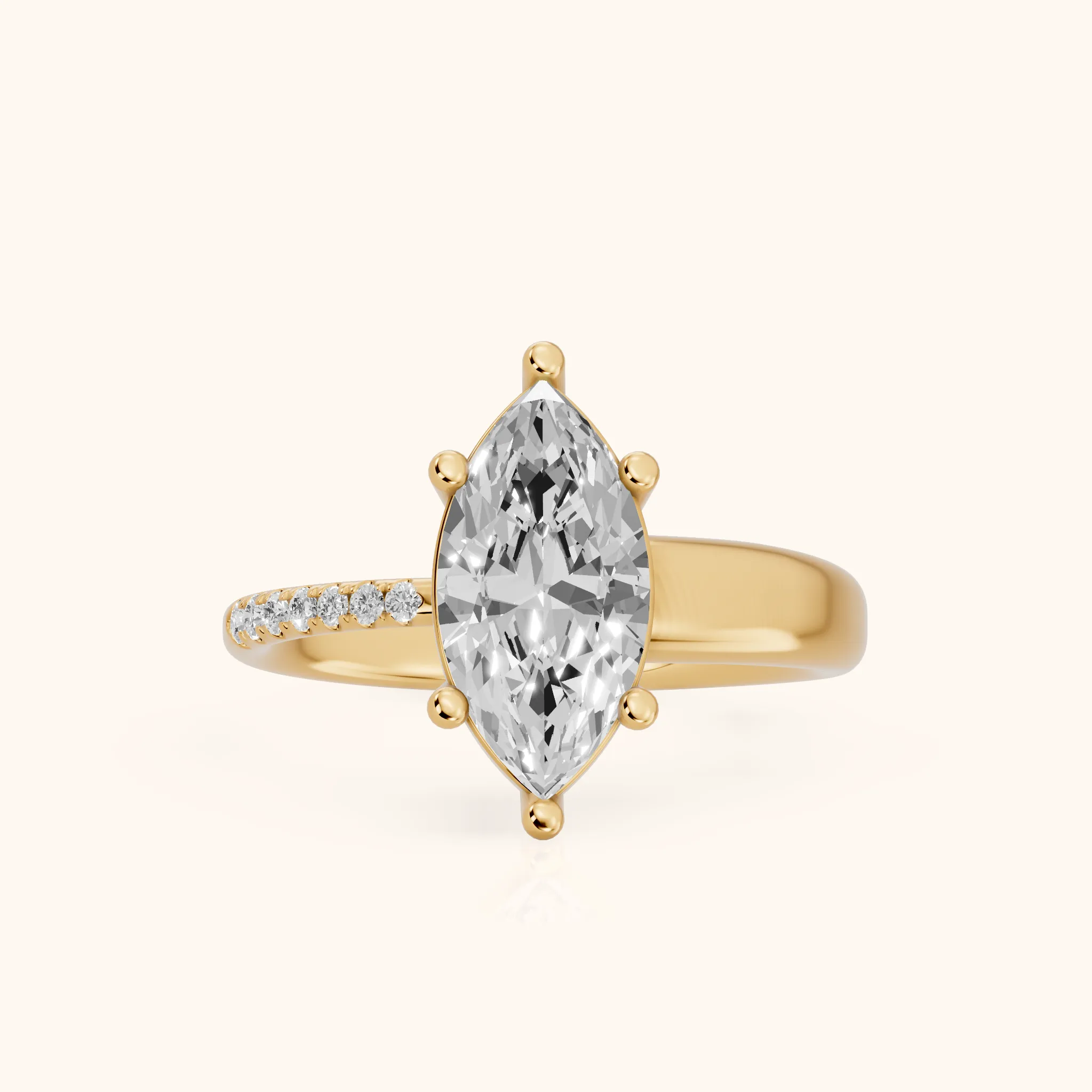 Rosie Solitaire Basket Marquise Diamond Engagement Ring in Yellow Gold — view 1