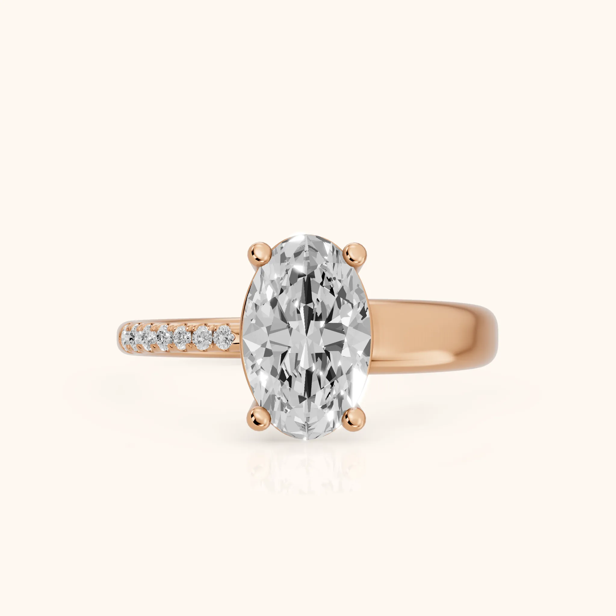 Rosie Solitaire Basket Oval Diamond Engagement Ring in Rose Gold — view 1