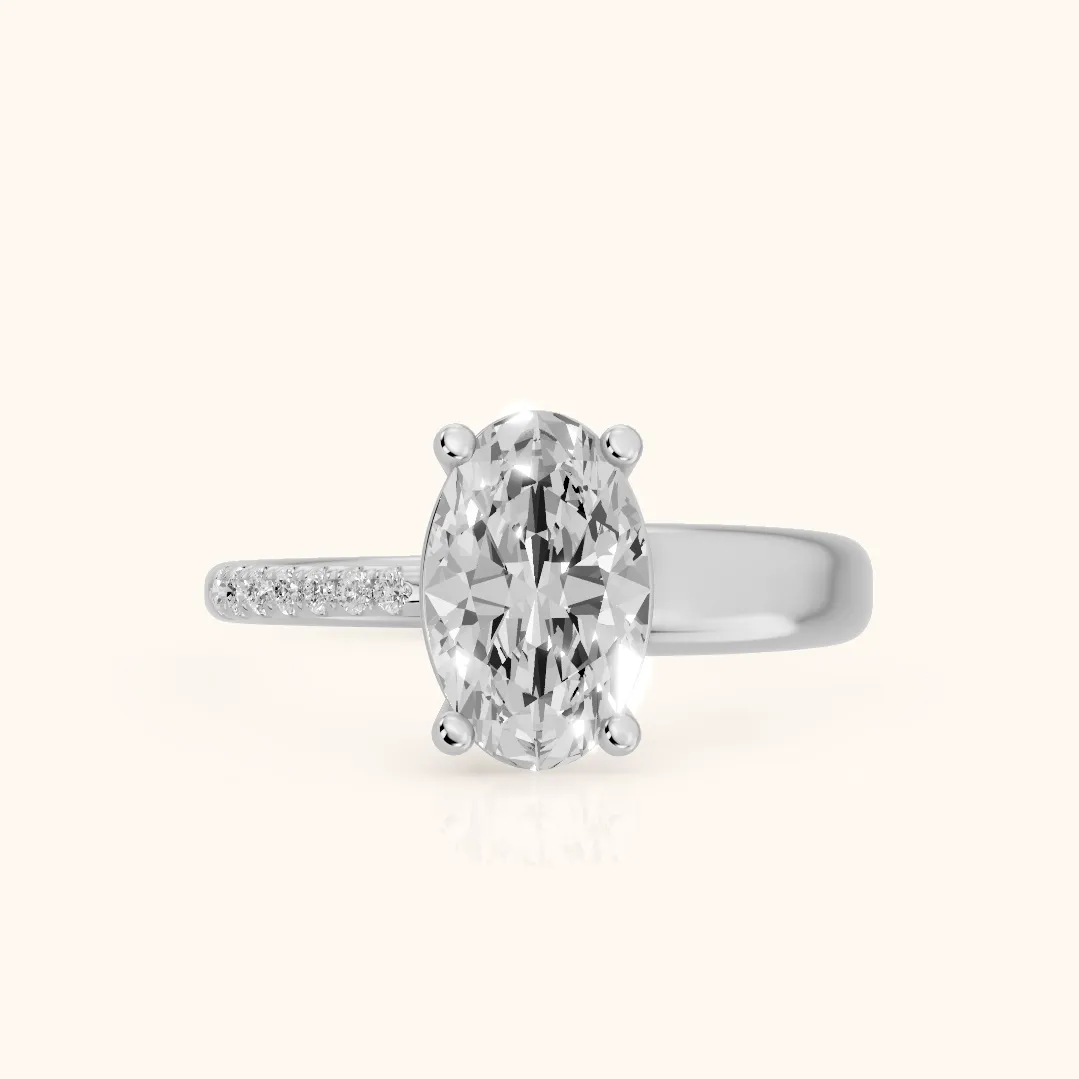 Rosie Solitaire Basket Oval Diamond Engagement Ring in Platinum — view 2