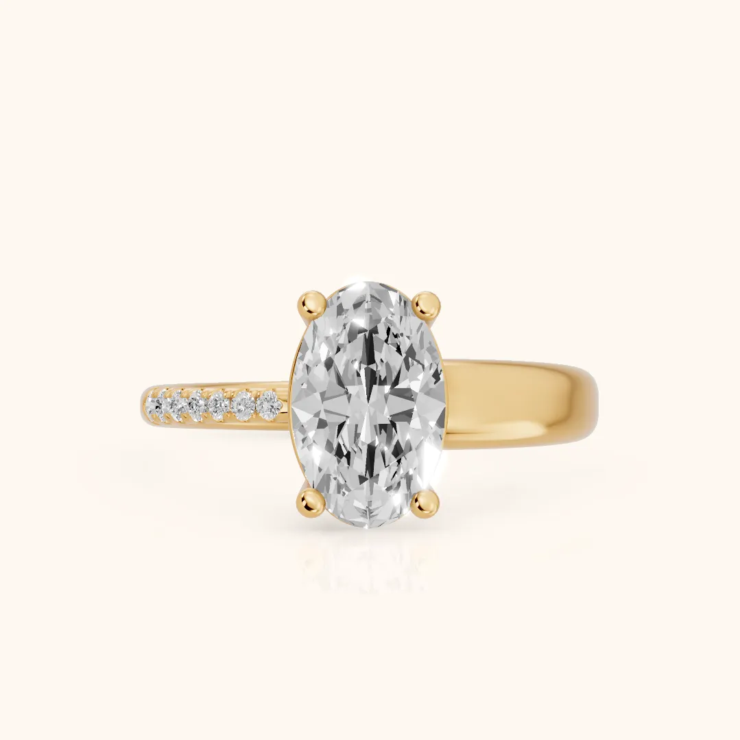Rosie Solitaire Basket Oval Diamond Engagement Ring in Yellow Gold — view 2