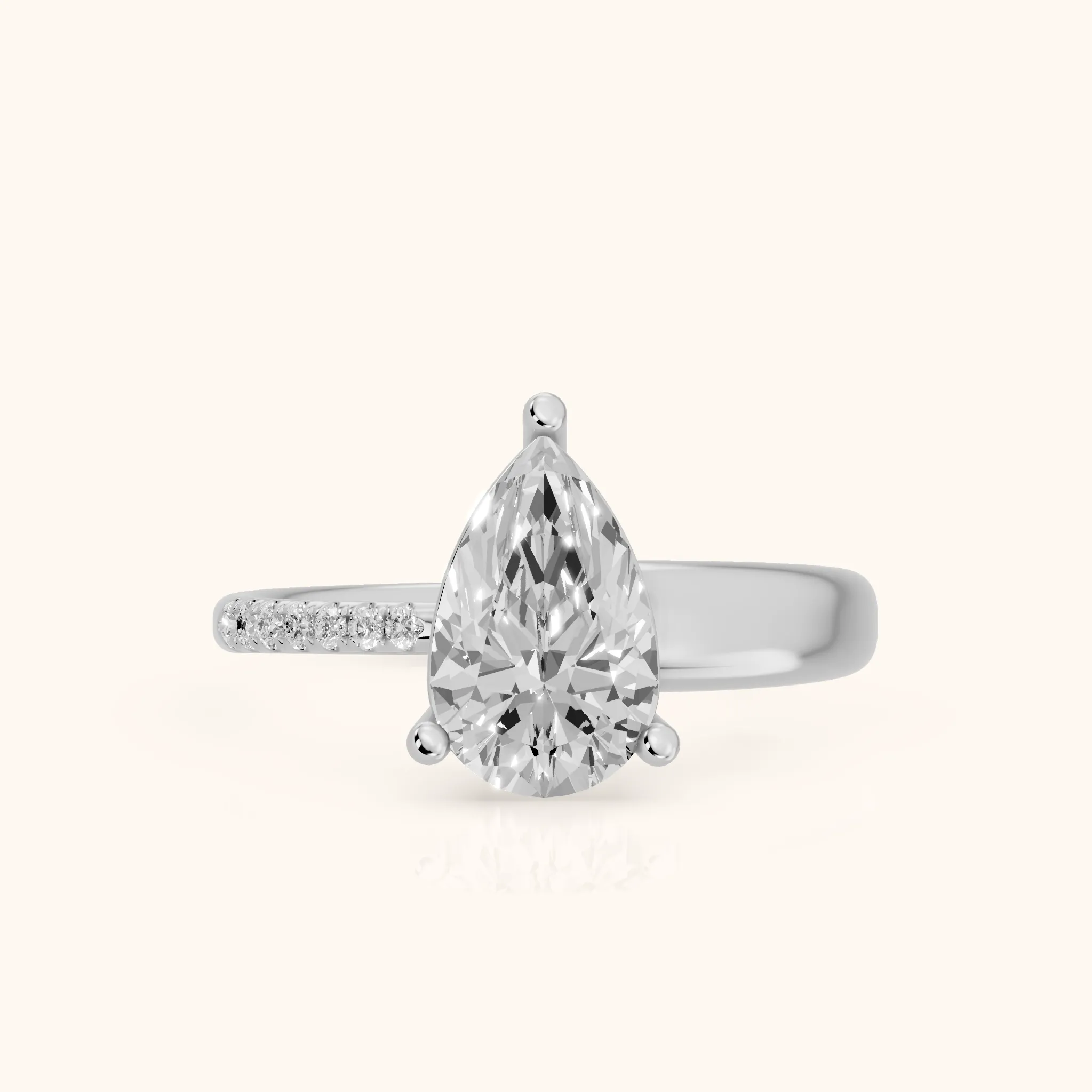 Rosie Solitaire Basket Pear Diamond Engagement Ring in White Gold — view 1