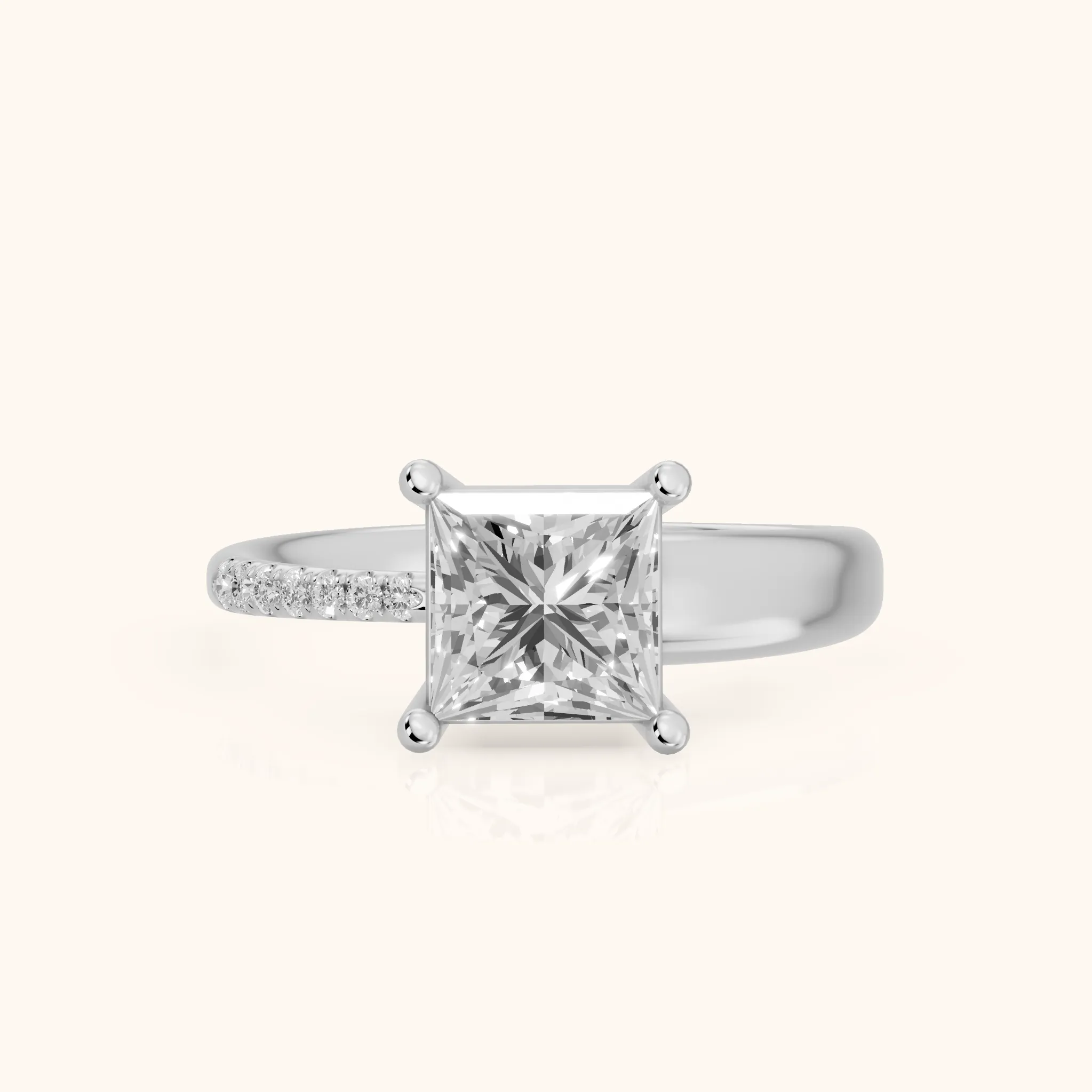Rosie Solitaire Basket Princess Diamond Engagement Ring in Platinum — view 1