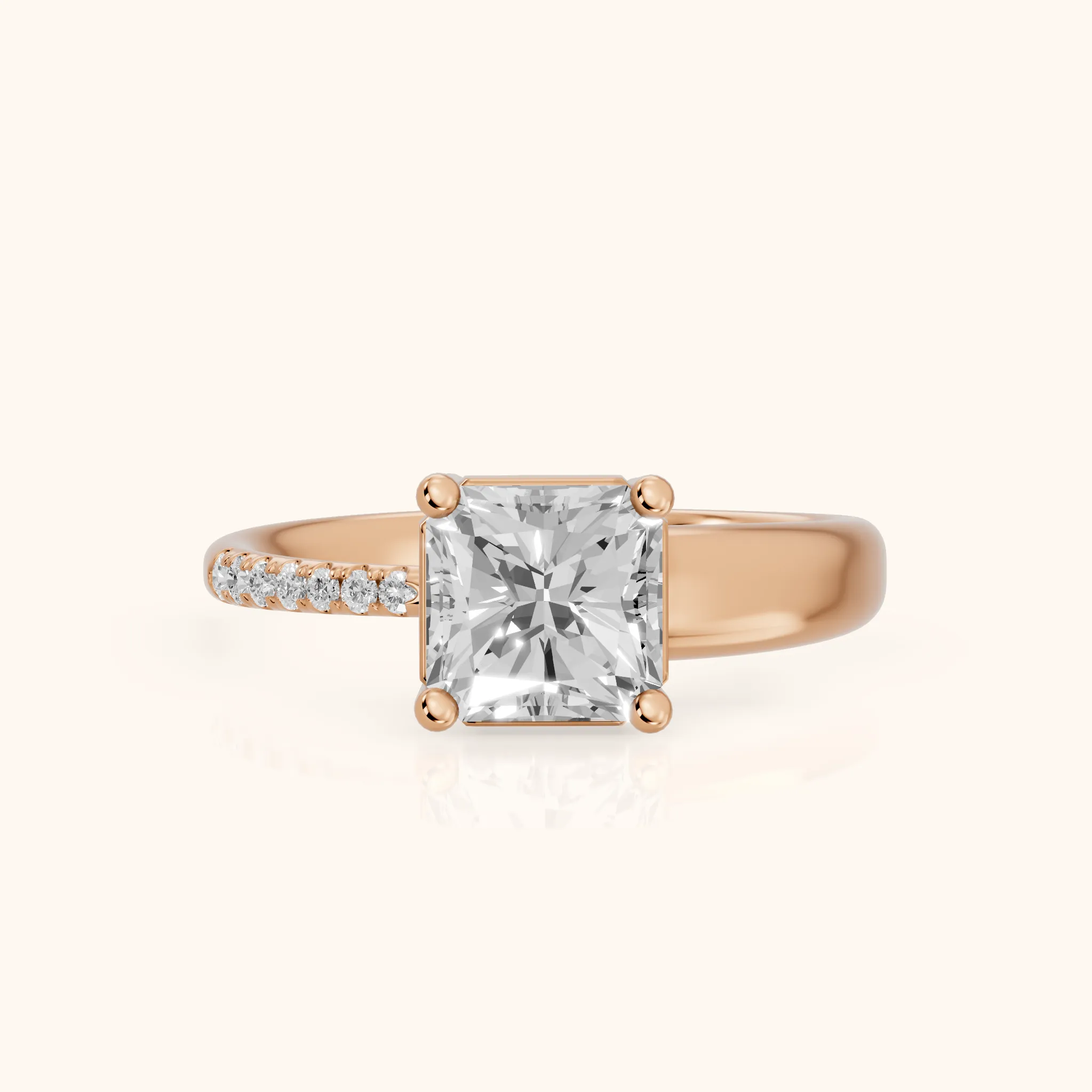 Rosie Solitaire Basket Radiant Diamond Engagement Ring in Rose Gold — view 1