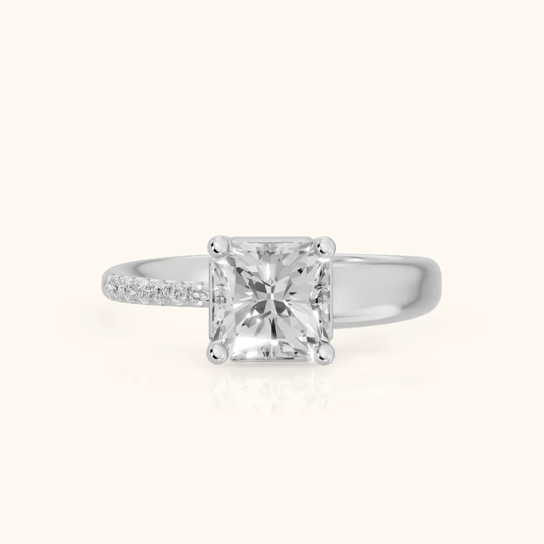 Rosie Solitaire Basket Radiant Diamond Engagement Ring in Platinum — view 2
