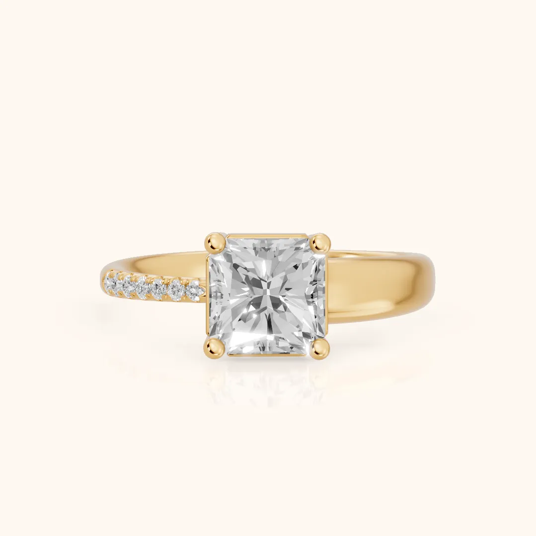 Rosie Solitaire Basket Radiant Diamond Engagement Ring in Yellow Gold — view 2
