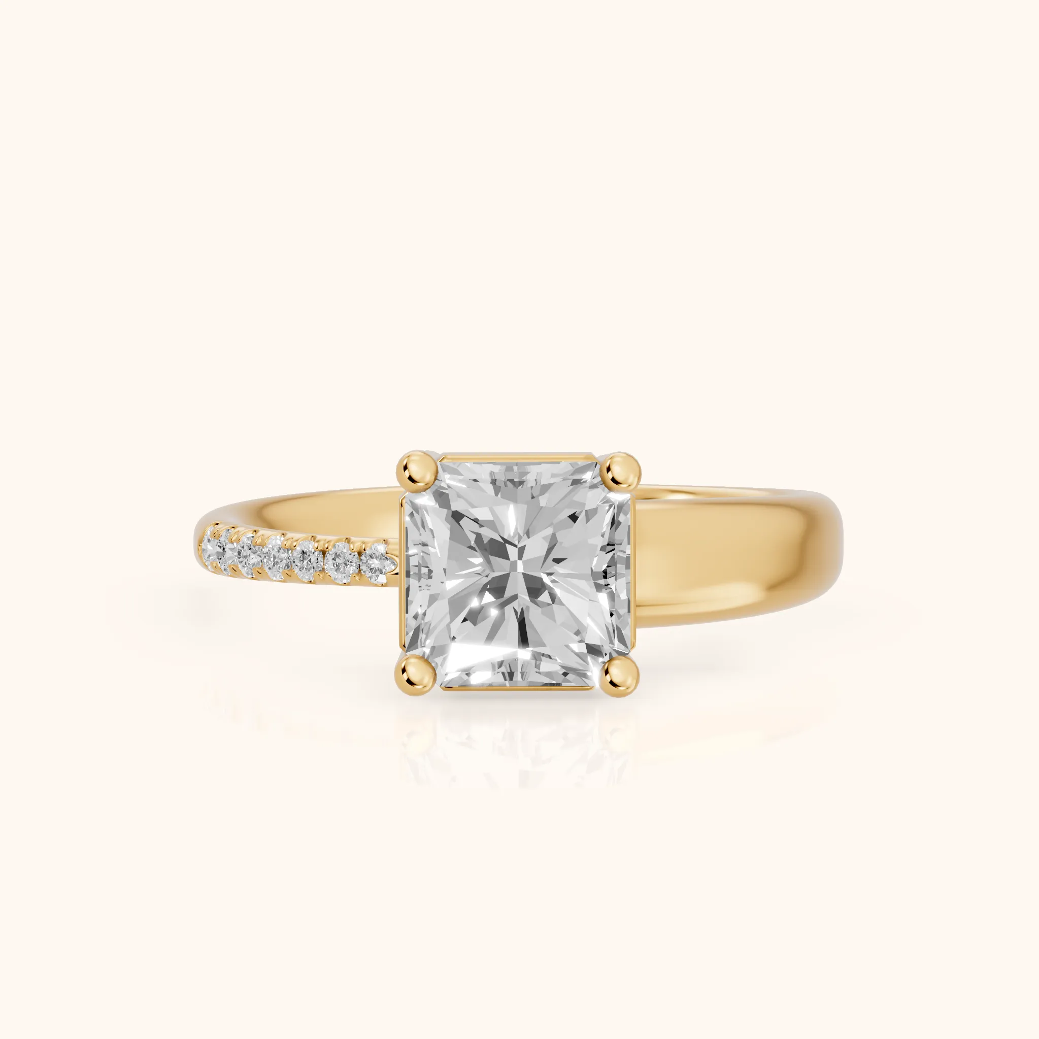 Rosie Solitaire Basket Radiant Diamond Engagement Ring in Yellow Gold — view 1