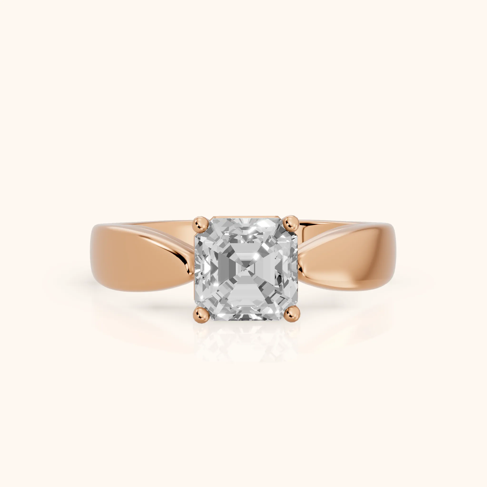 Talia Solitaire Twist Asscher Diamond Engagement Ring in Rose Gold — view 1