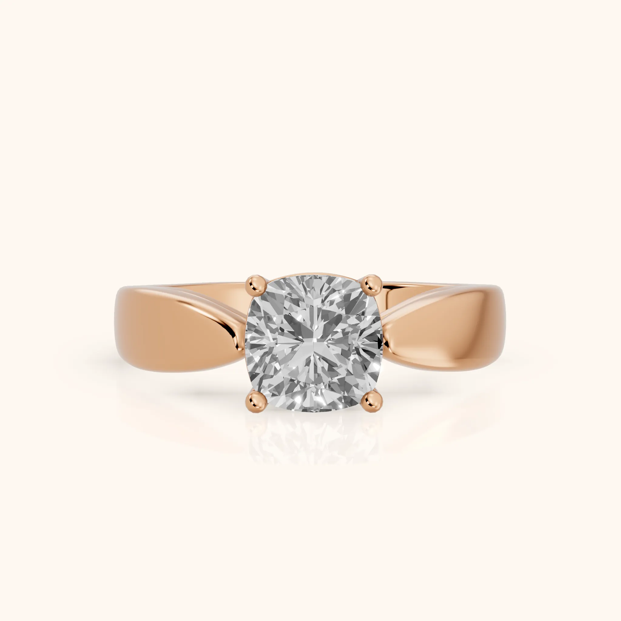 Talia Solitaire Twist Cushion Diamond Engagement Ring in Rose Gold — view 1