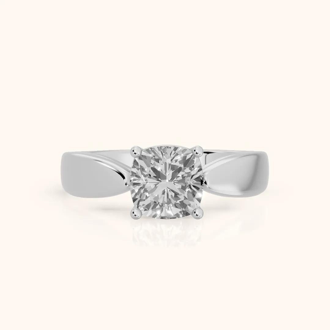 Talia Solitaire Twist Cushion Diamond Engagement Ring in Silver — view 2