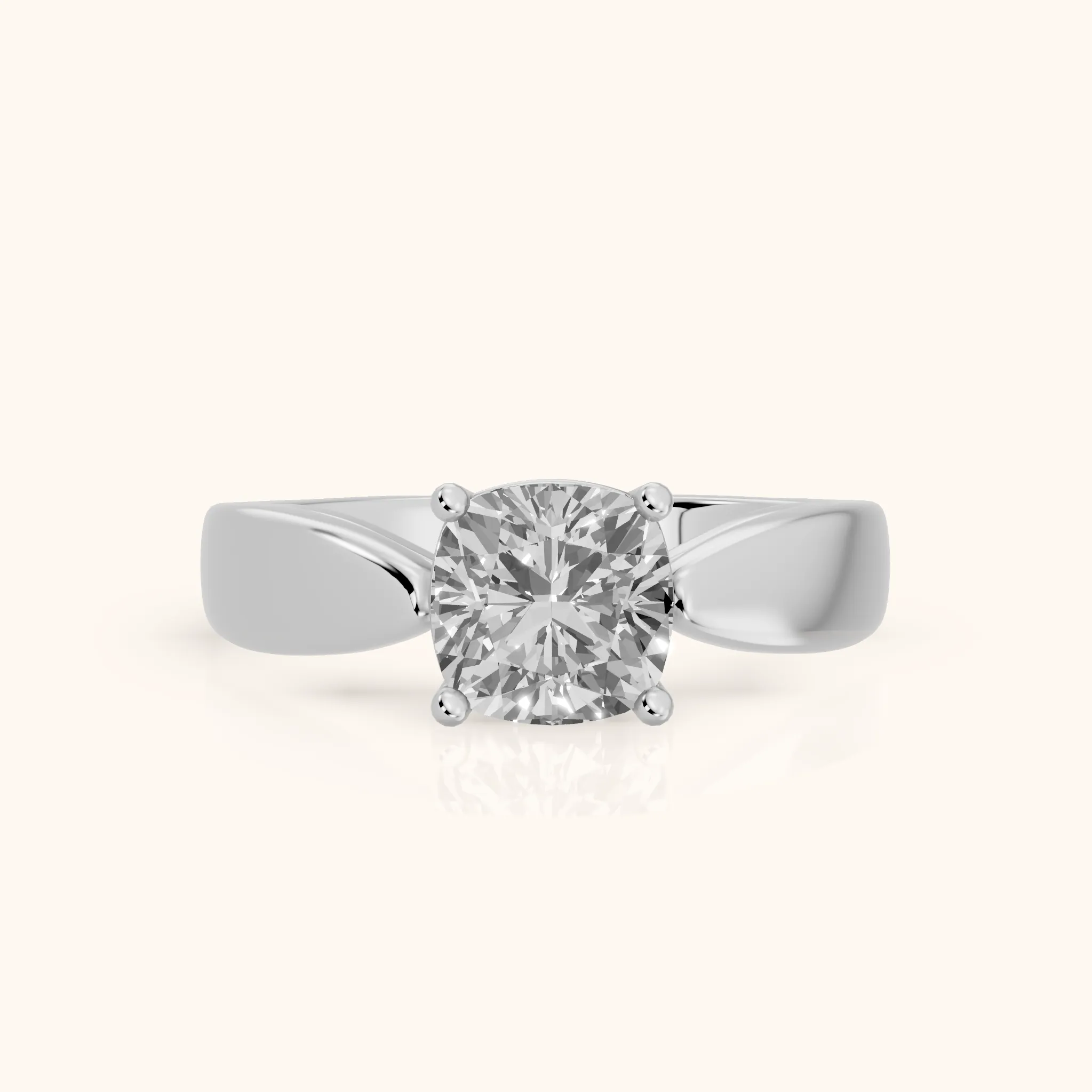 Talia Solitaire Twist Cushion Diamond Engagement Ring in Silver — view 1