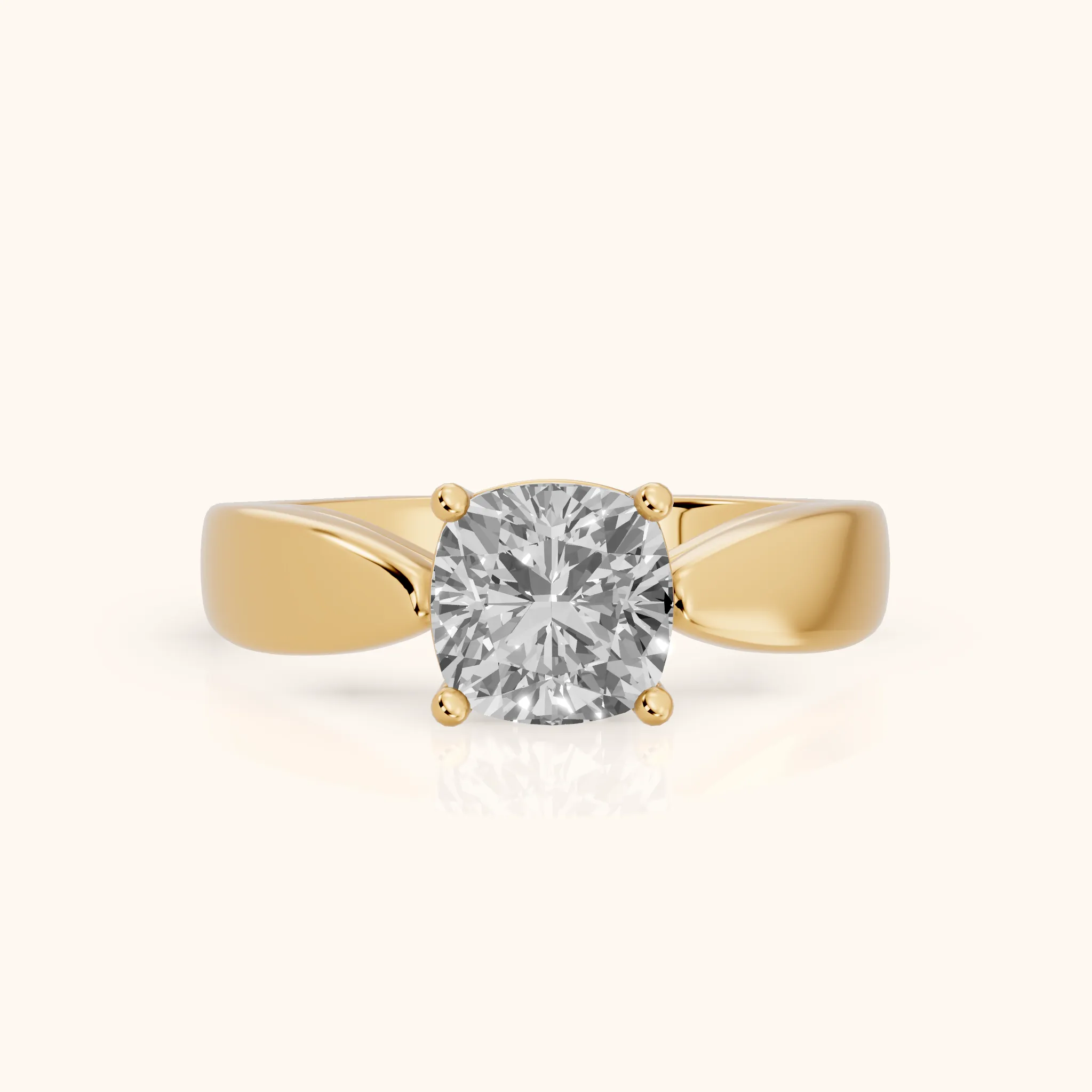Talia Solitaire Twist Cushion Diamond Engagement Ring in Yellow Gold — view 1