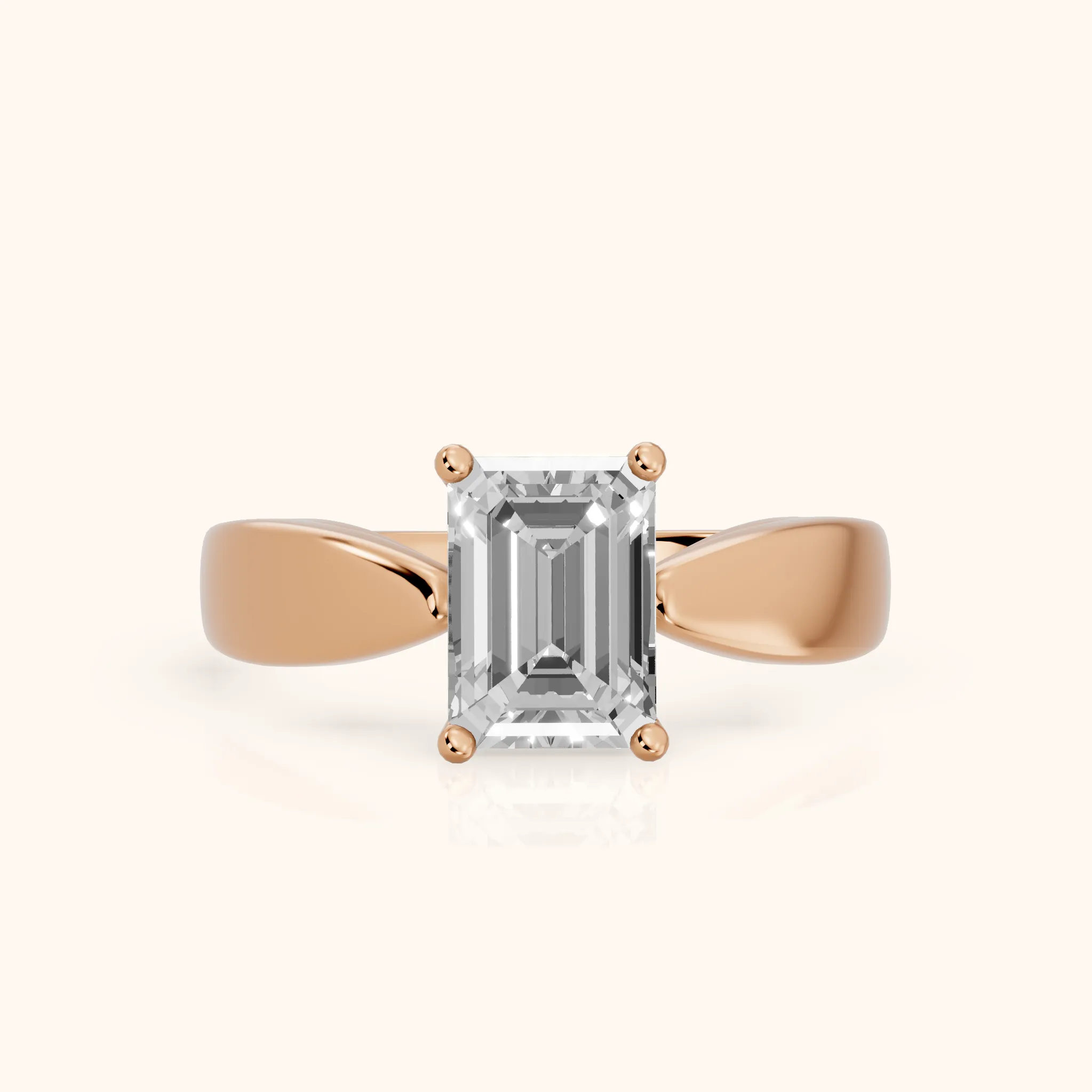 Talia Solitaire Twist Emerald Diamond Engagement Ring in Rose Gold — view 1