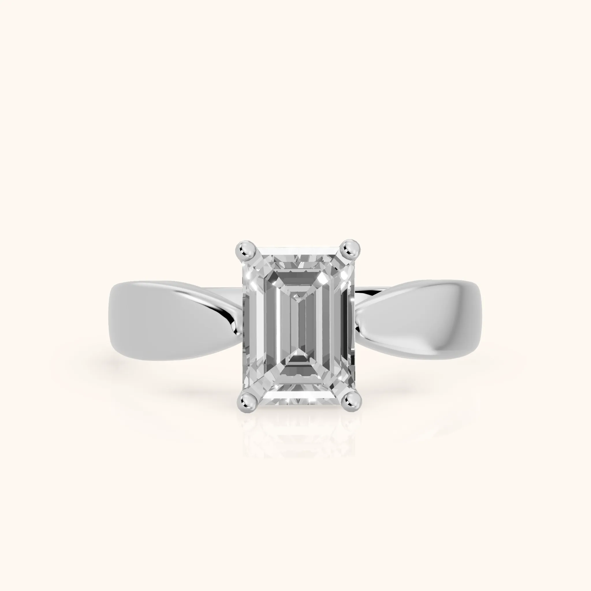 Talia Solitaire Twist Emerald Diamond Engagement Ring in Silver — view 1