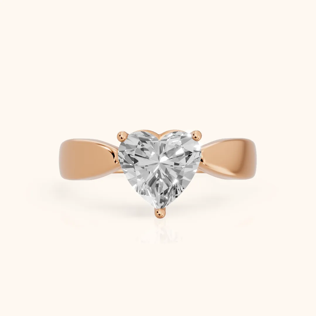 Talia Solitaire Twist Heart Diamond Engagement Ring in Rose Gold — view 2