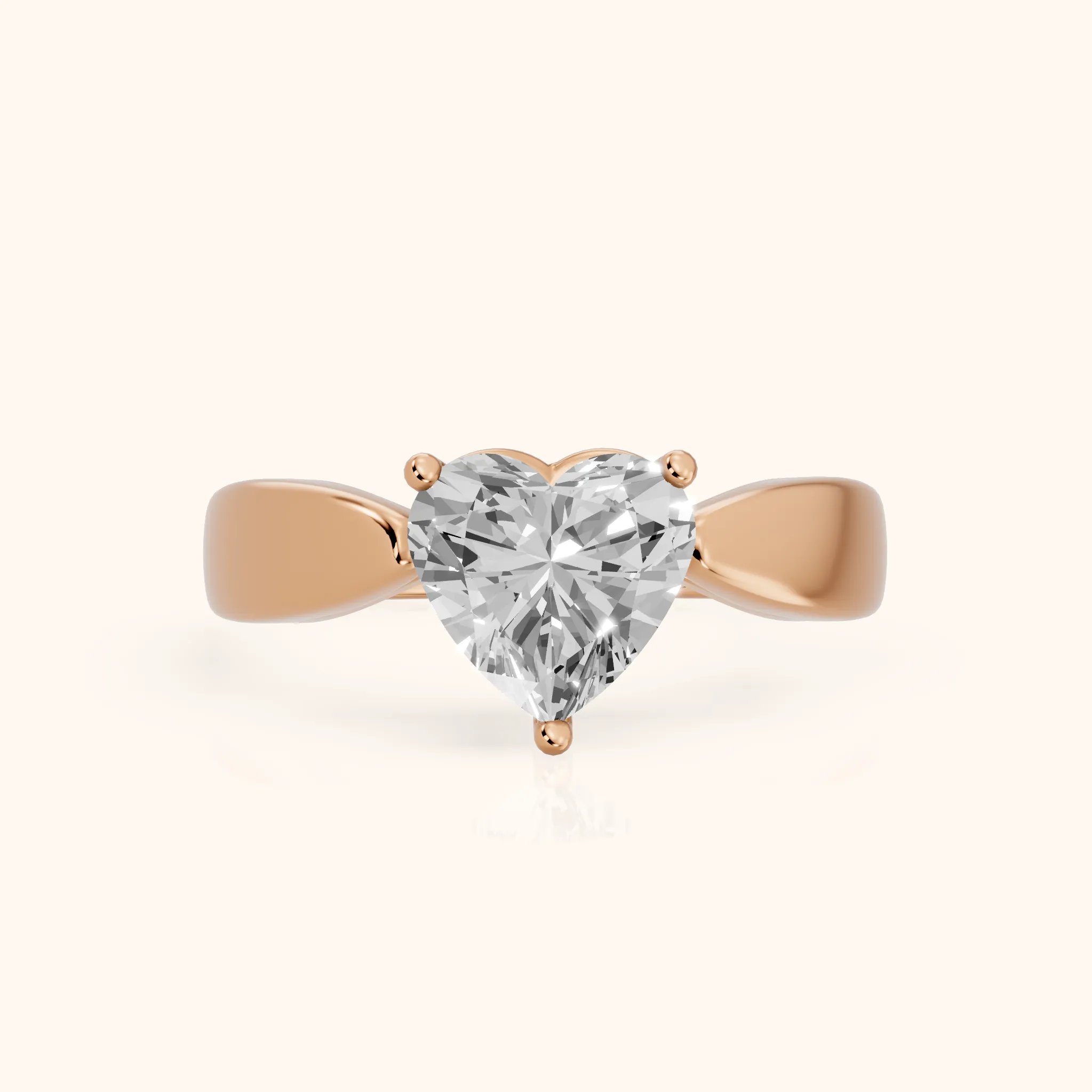 Talia Solitaire Twist Heart Diamond Engagement Ring in Rose Gold — view 1