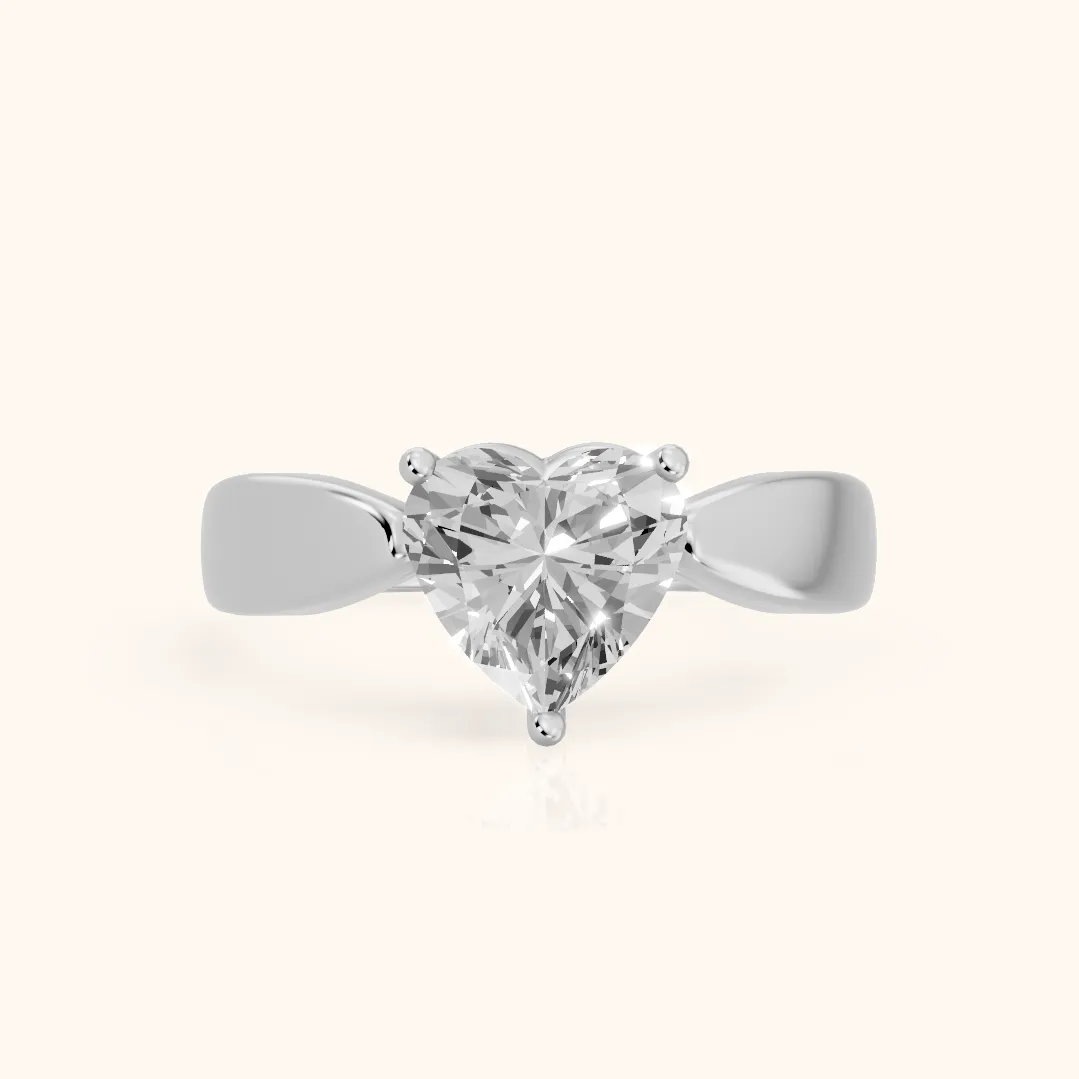 Talia Solitaire Twist Heart Diamond Engagement Ring in Platinum — view 2