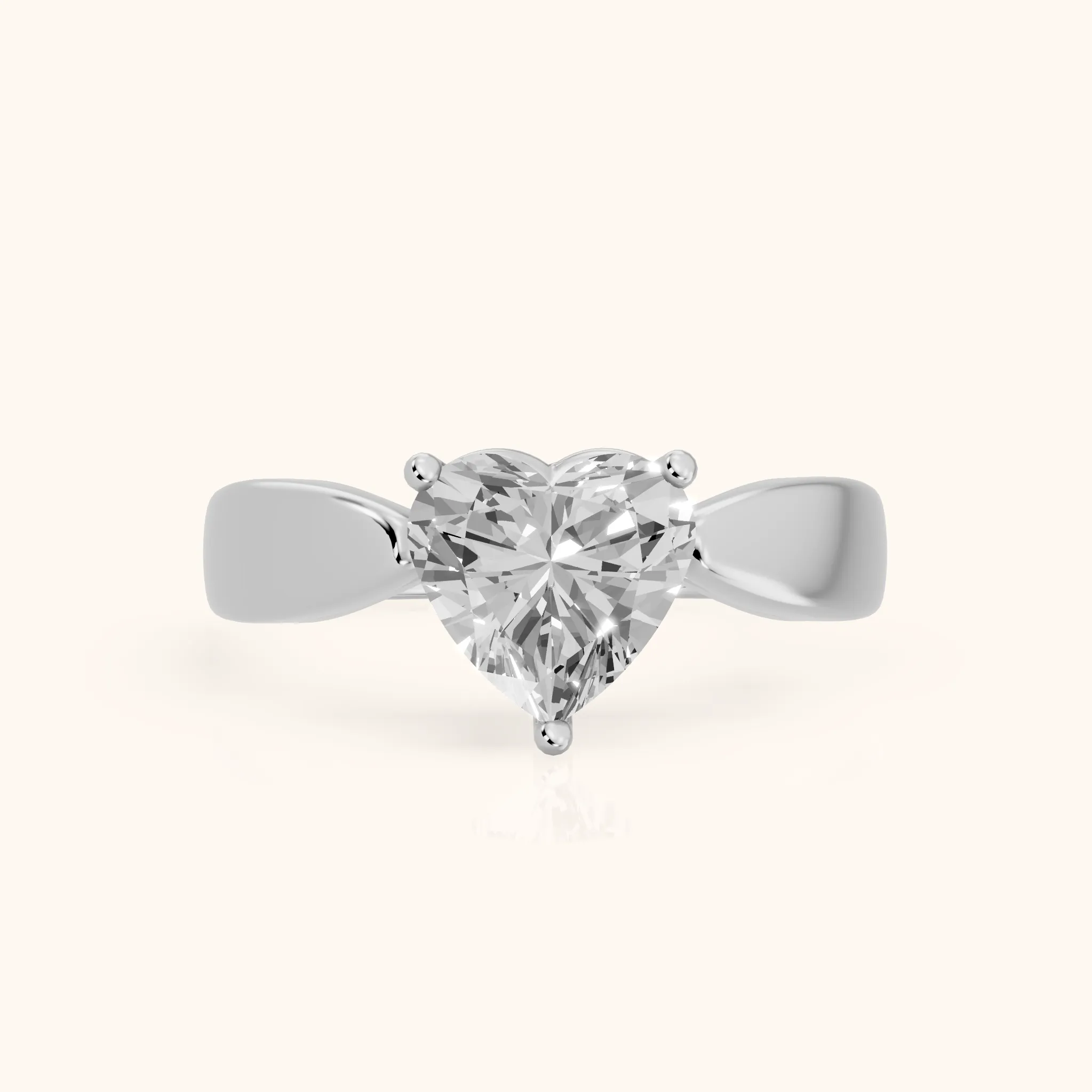 Talia Solitaire Twist Heart Diamond Engagement Ring in Platinum — view 1
