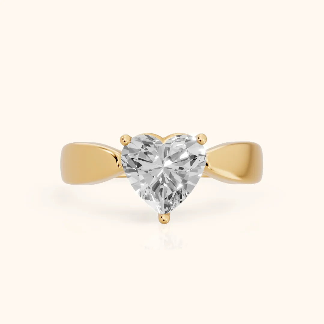 Talia Solitaire Twist Heart Diamond Engagement Ring in Yellow Gold — view 2