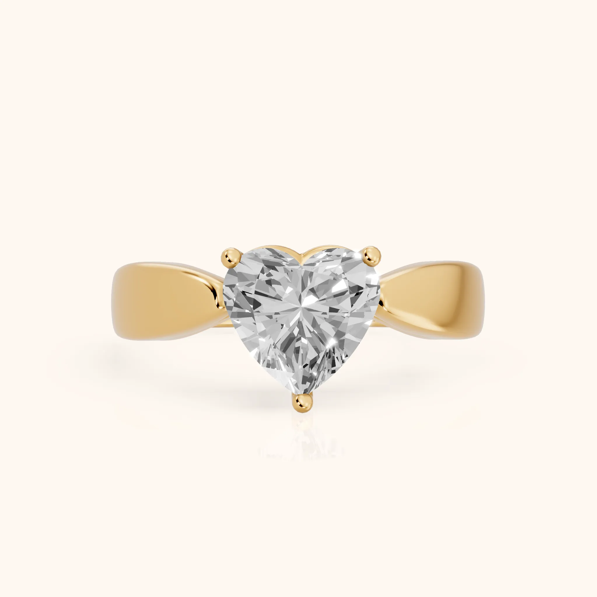 Talia Solitaire Twist Heart Diamond Engagement Ring in Yellow Gold — view 1