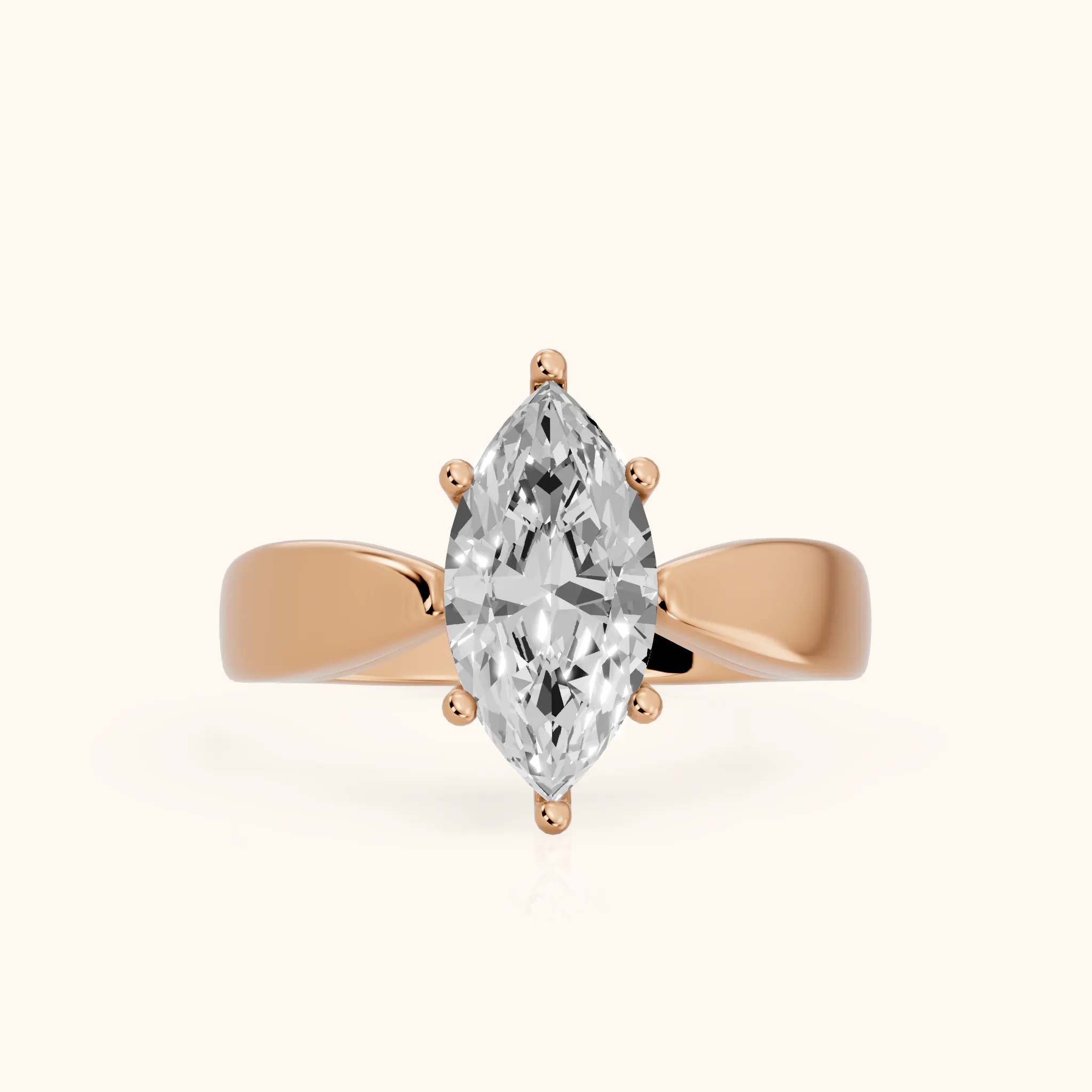 Talia Solitaire Twist Marquise Diamond Engagement Ring in Rose Gold — view 1