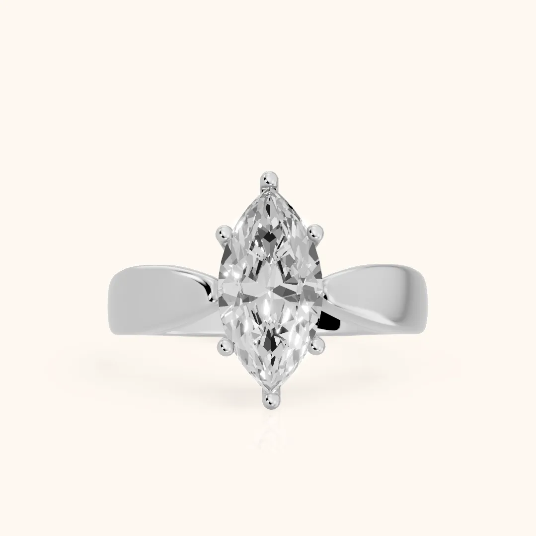 Talia Solitaire Twist Marquise Diamond Engagement Ring in Silver — view 2