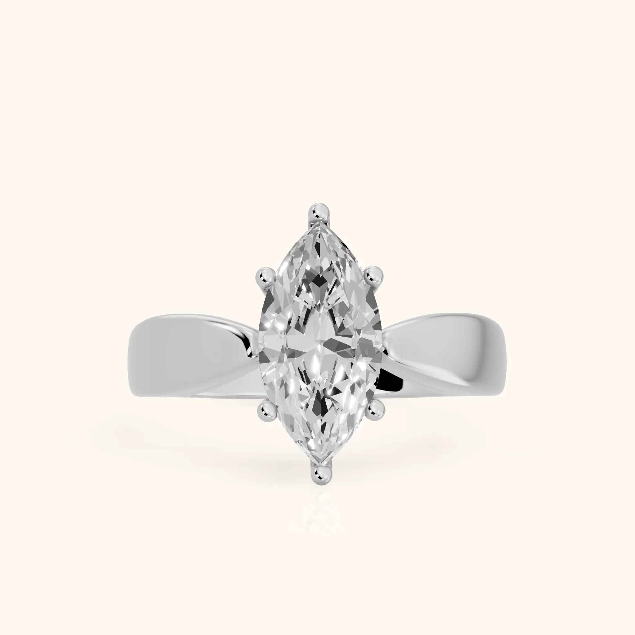 Talia Solitaire Twist Marquise Diamond Engagement Ring in Silver — view 1