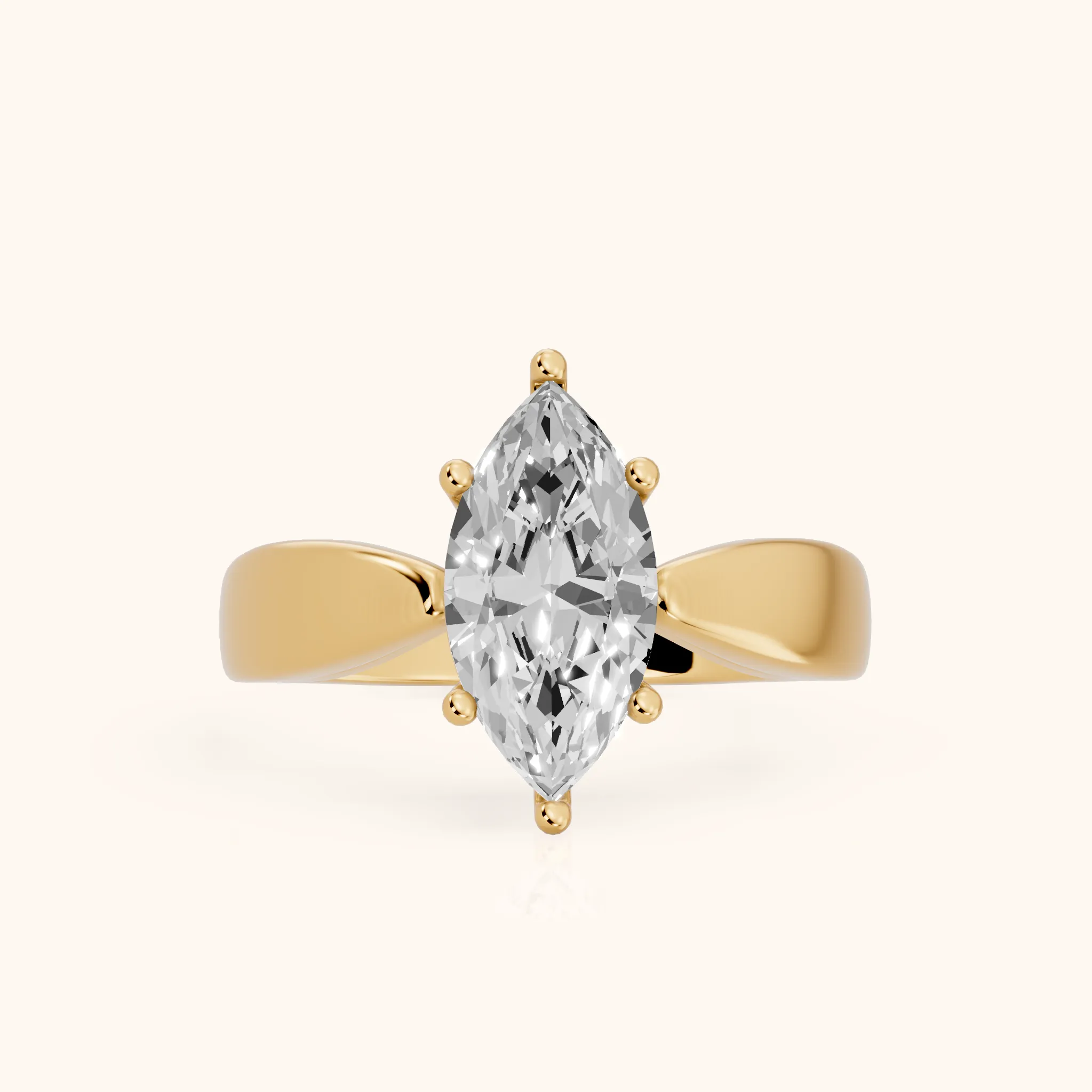 Talia Solitaire Twist Marquise Diamond Engagement Ring in Yellow Gold — view 1