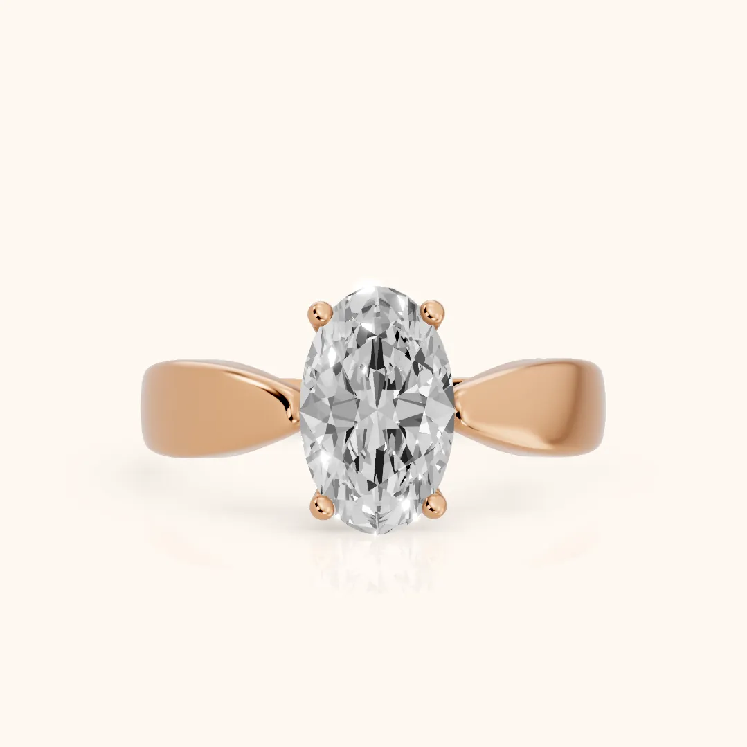 Talia Solitaire Twist Oval Diamond Engagement Ring in Rose Gold — view 2
