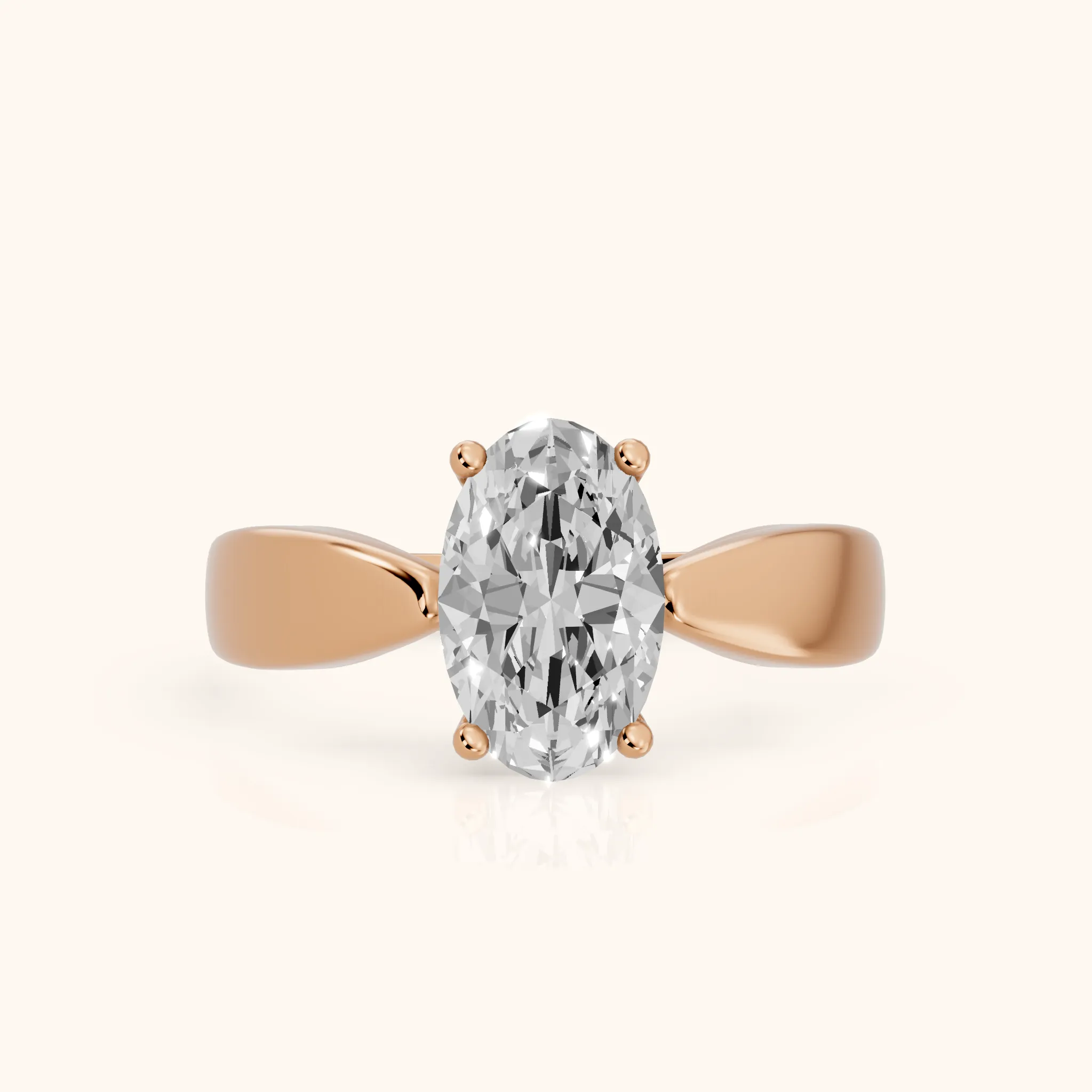 Talia Solitaire Twist Oval Diamond Engagement Ring in Rose Gold — view 1