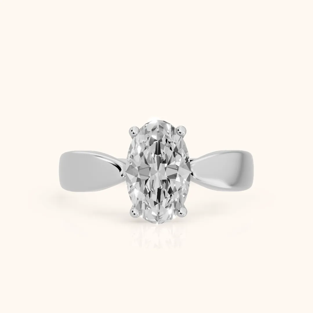 Talia Solitaire Twist Oval Diamond Engagement Ring in Platinum — view 2