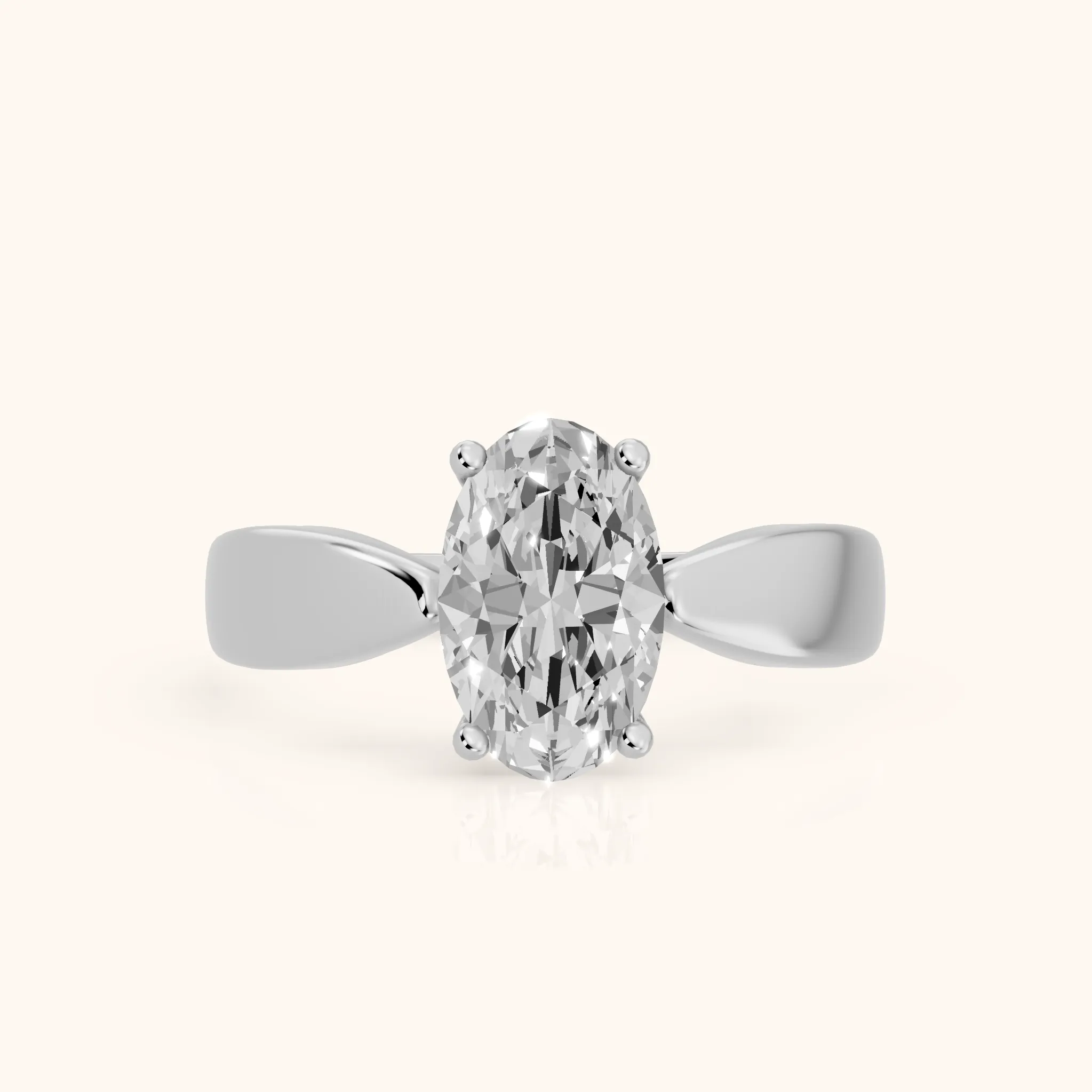 Talia Solitaire Twist Oval Diamond Engagement Ring in Platinum — view 1