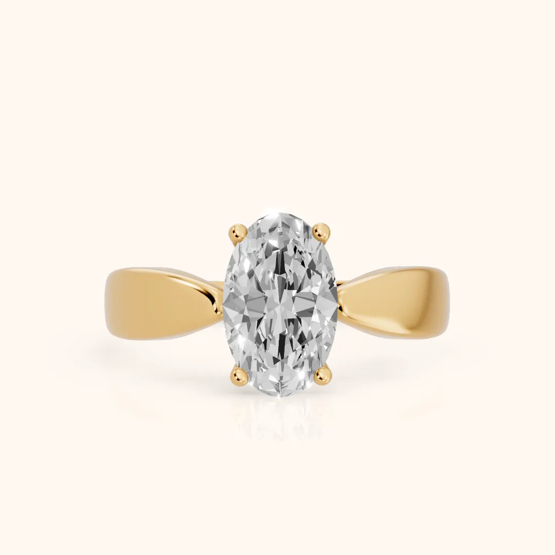 Talia Solitaire Twist Oval Diamond Engagement Ring in Yellow Gold — view 2
