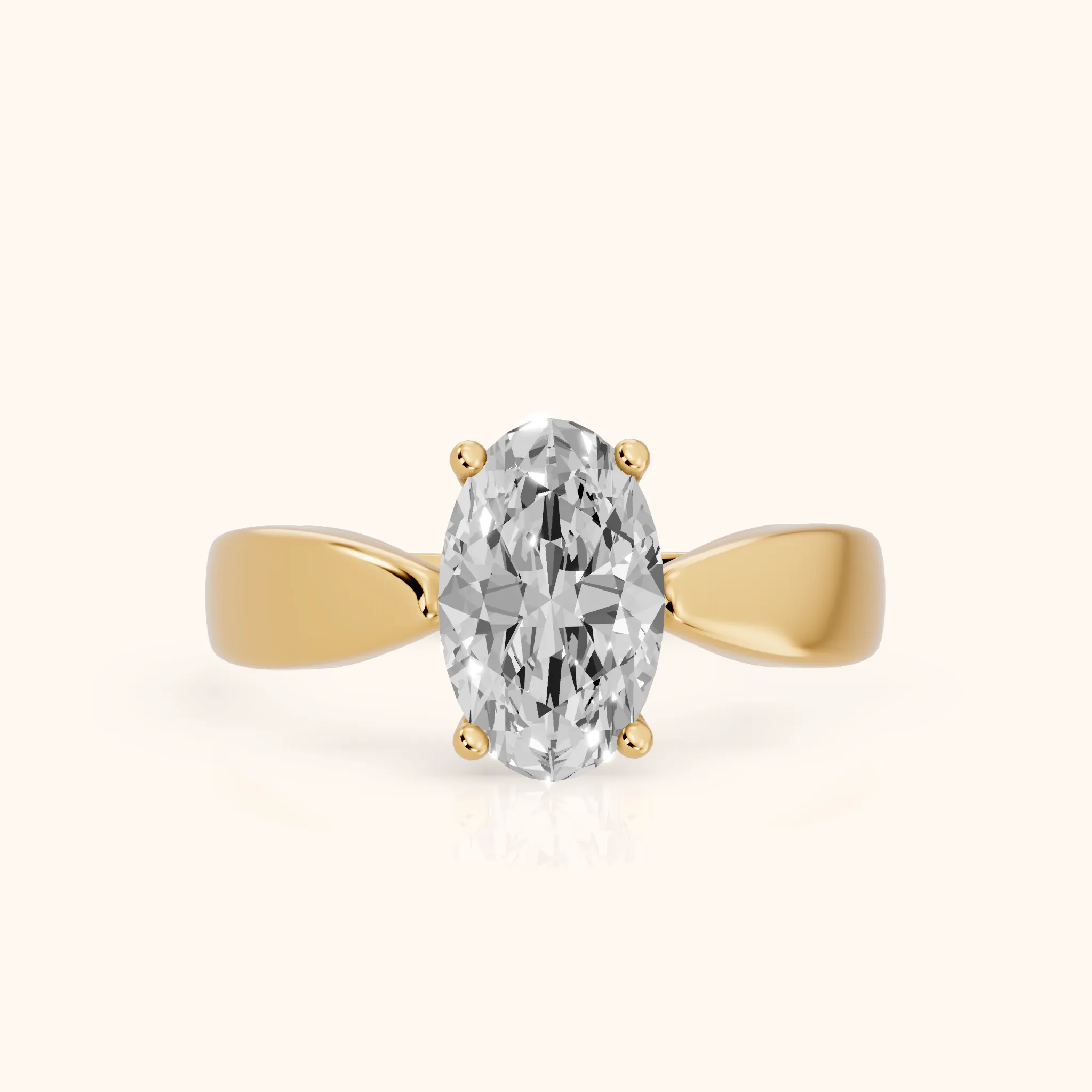 Talia Solitaire Twist Oval Diamond Engagement Ring in Yellow Gold — view 1