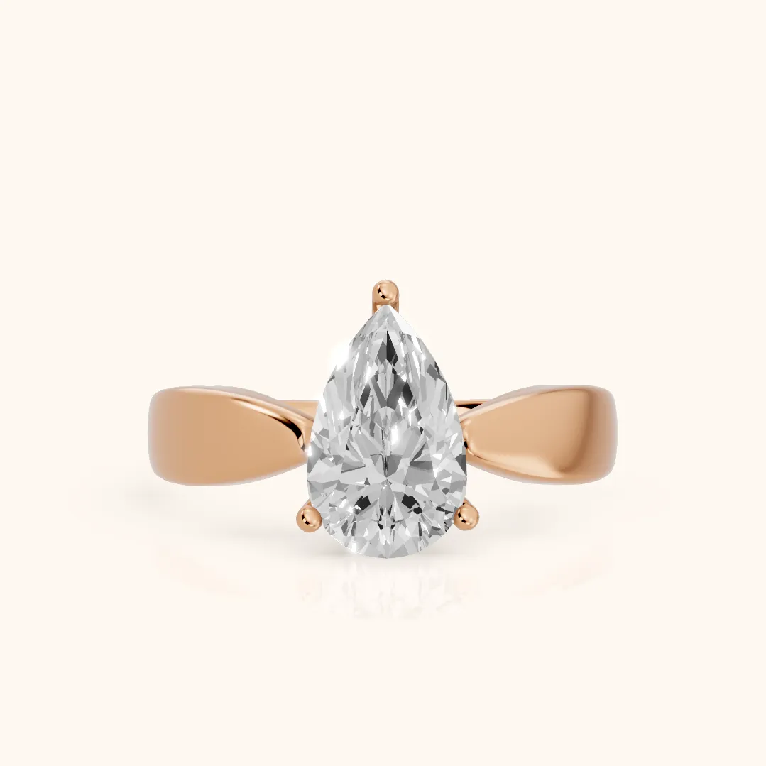 Talia Solitaire Twist Pear Diamond Engagement Ring in Rose Gold — view 2