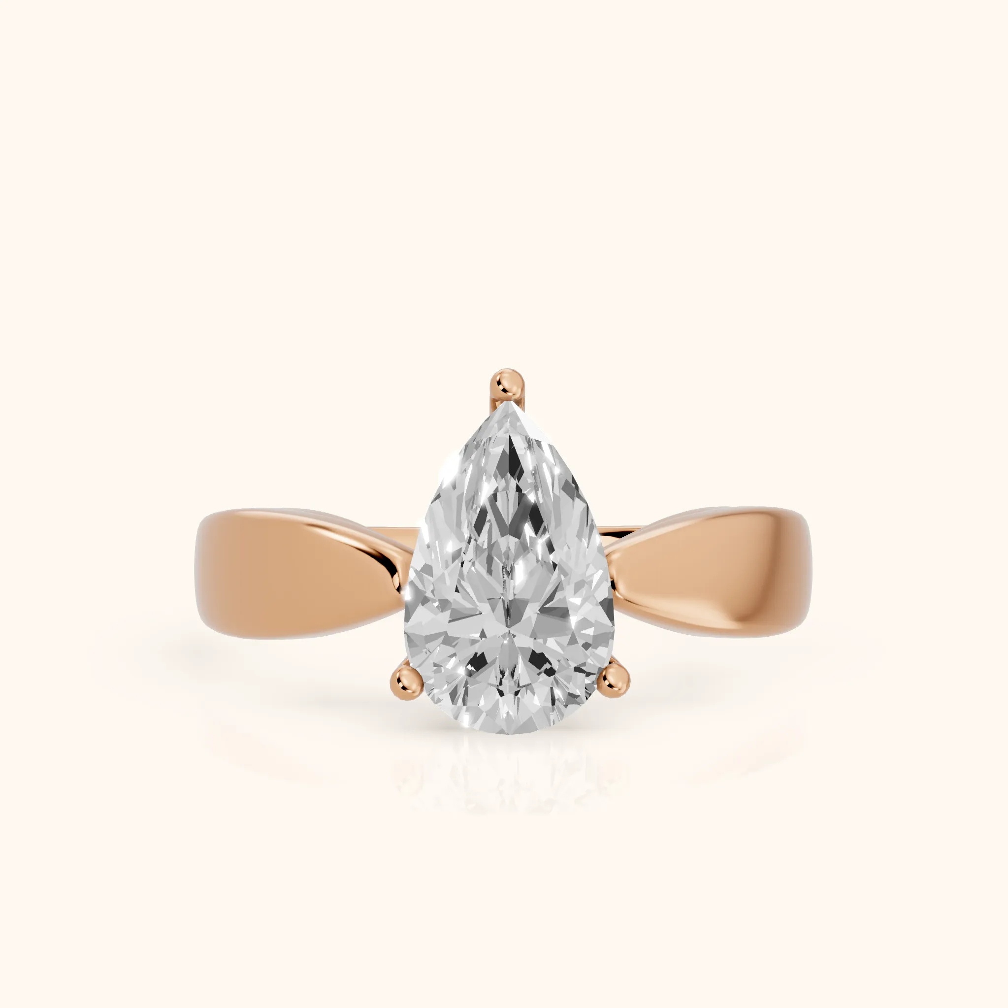 Talia Solitaire Twist Pear Diamond Engagement Ring in Rose Gold — view 1