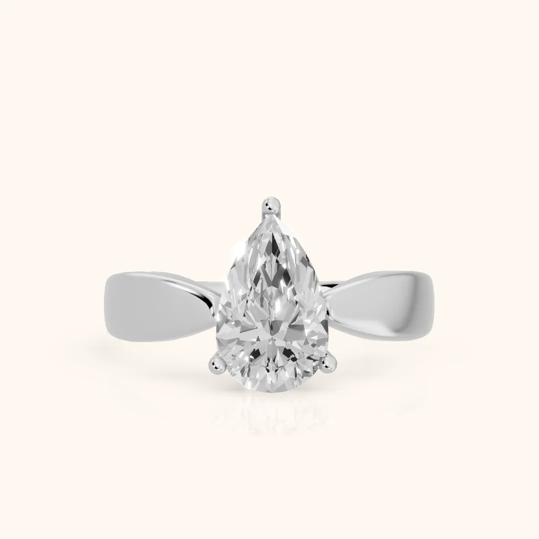 Talia Solitaire Twist Pear Diamond Engagement Ring in Platinum — view 2