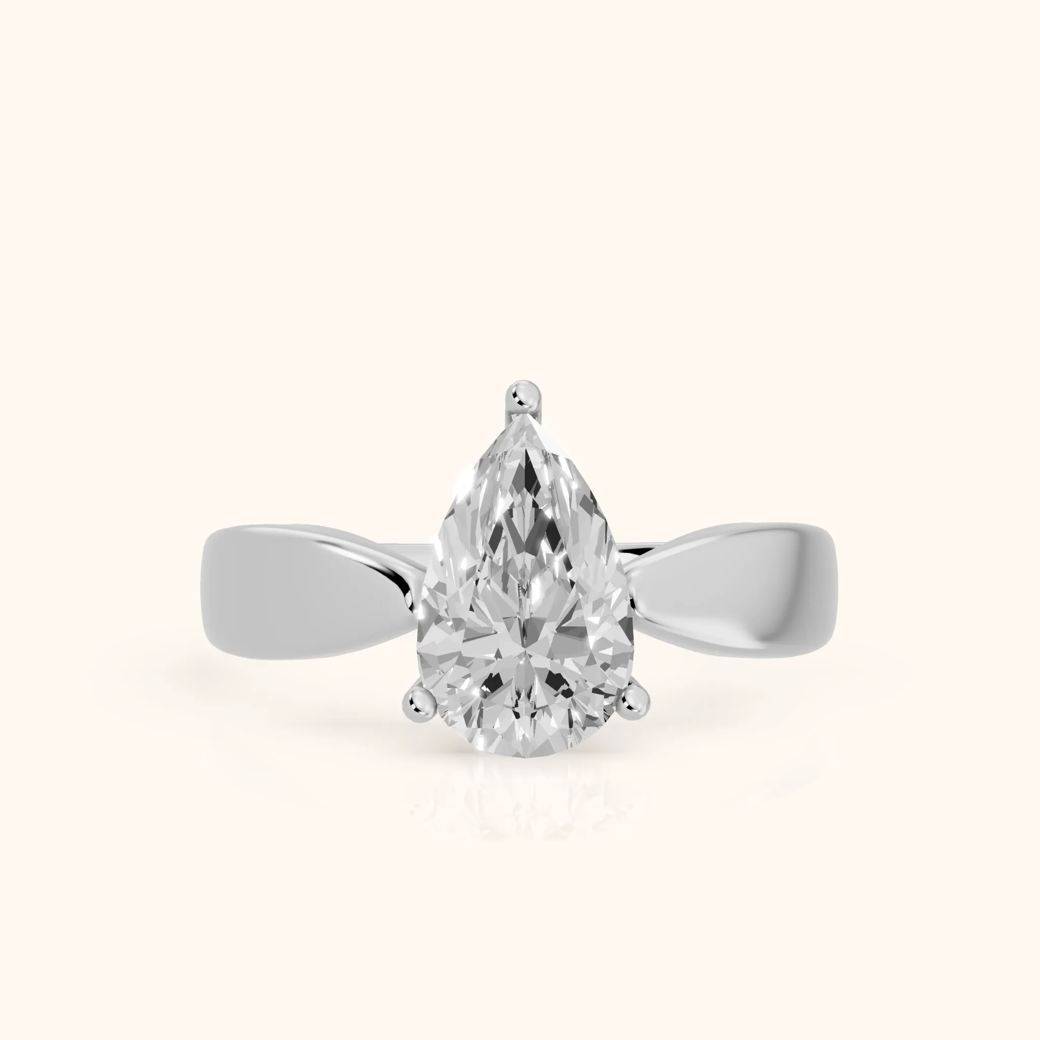 Talia Solitaire Twist Pear Diamond Engagement Ring in Platinum — view 1