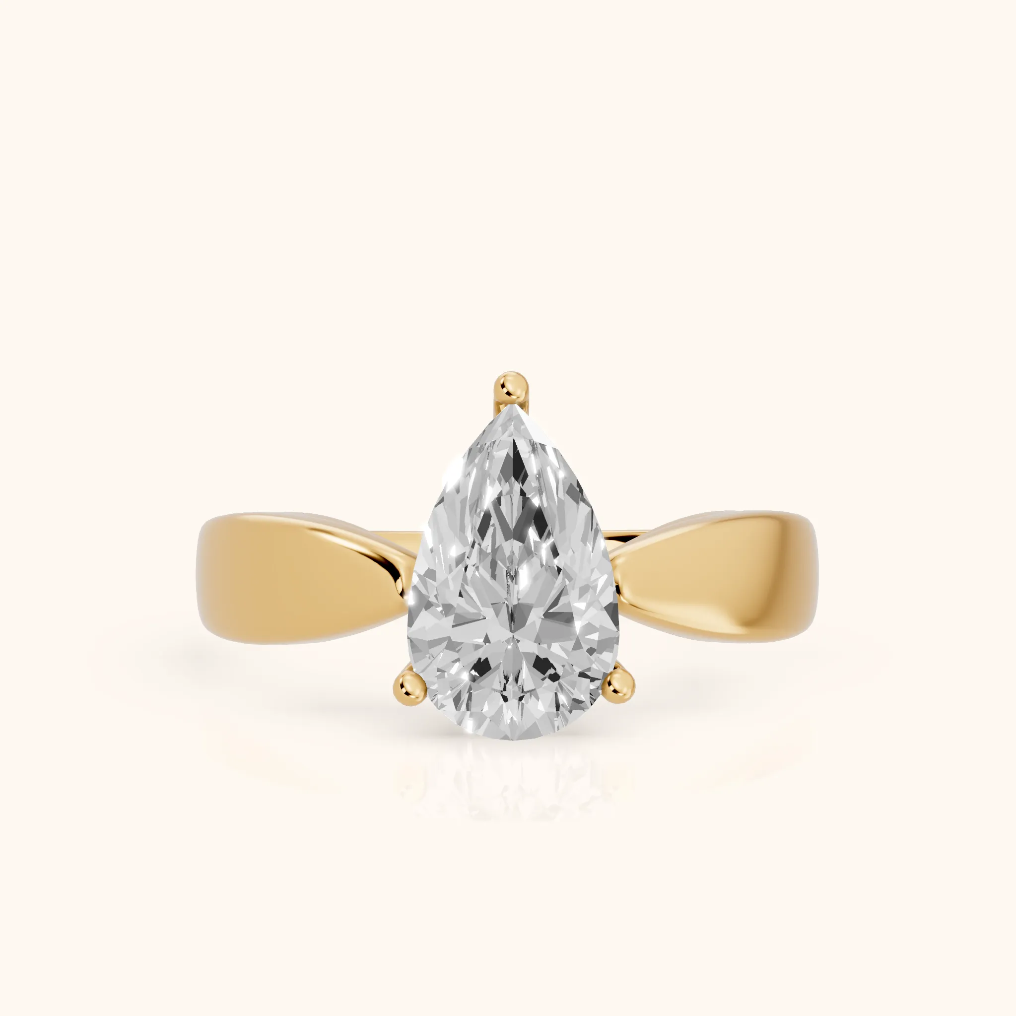 Talia Solitaire Twist Pear Diamond Engagement Ring in Yellow Gold — view 1