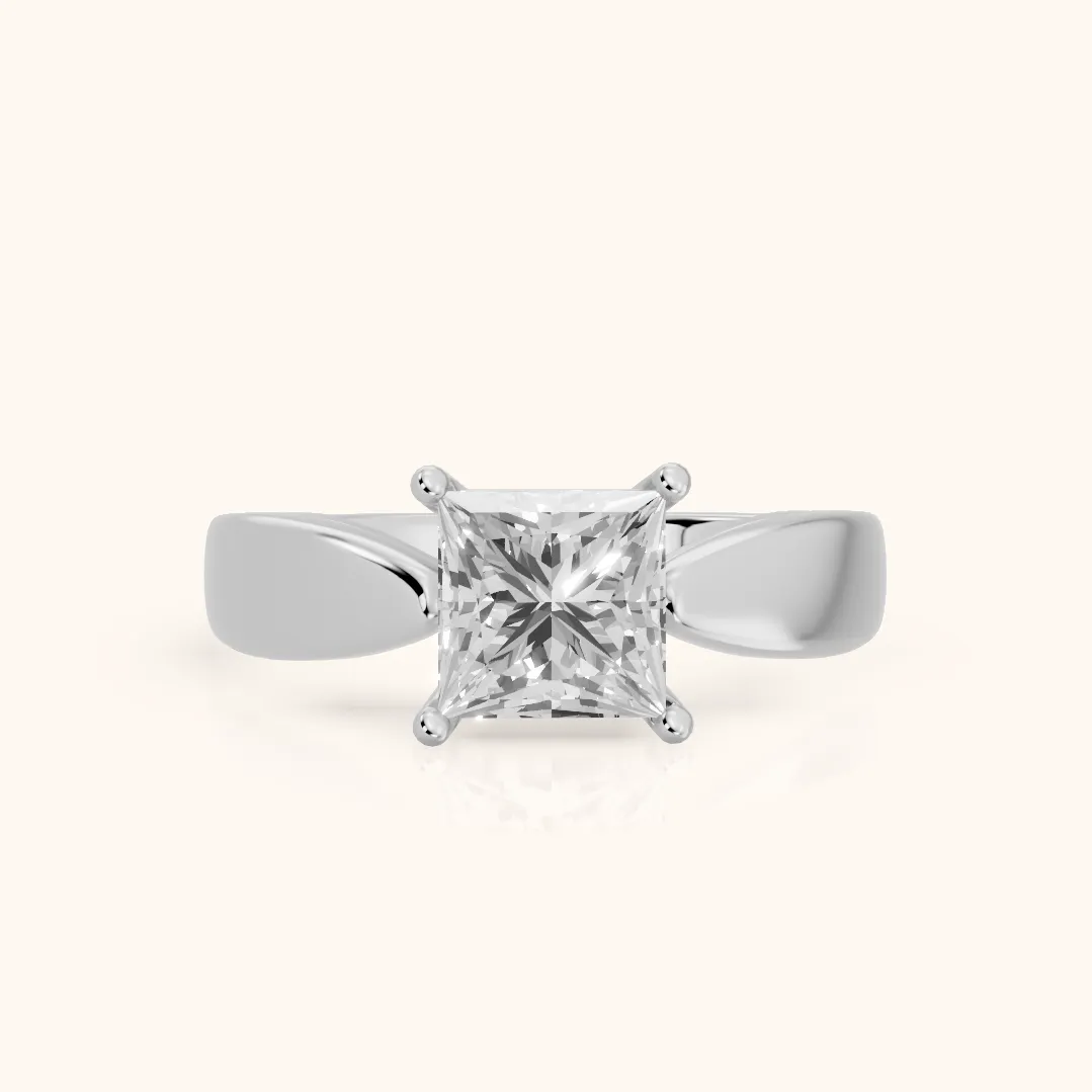 Talia Solitaire Twist Princess Diamond Engagement Ring in Platinum — view 2