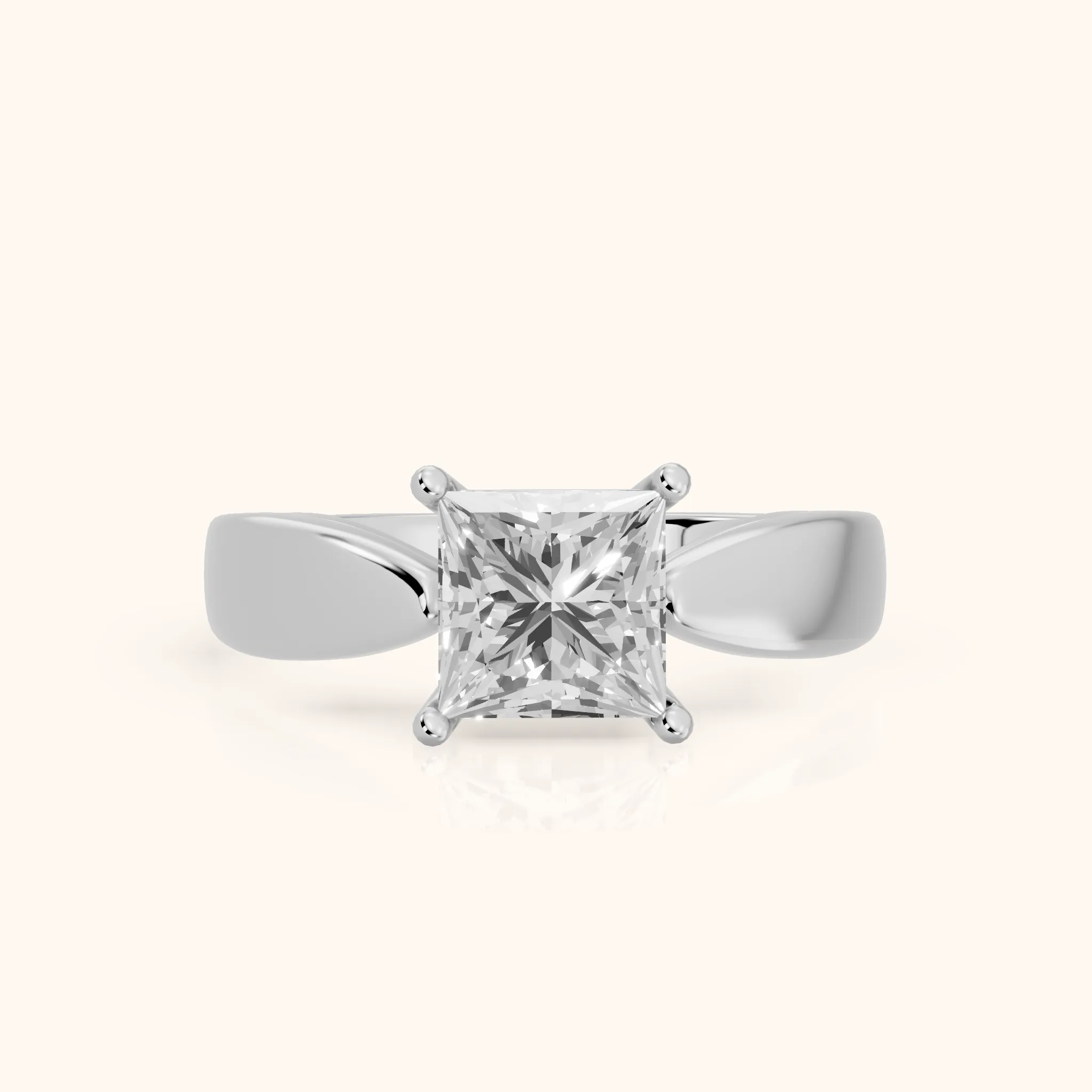 Talia Solitaire Twist Princess Diamond Engagement Ring in Platinum — view 1