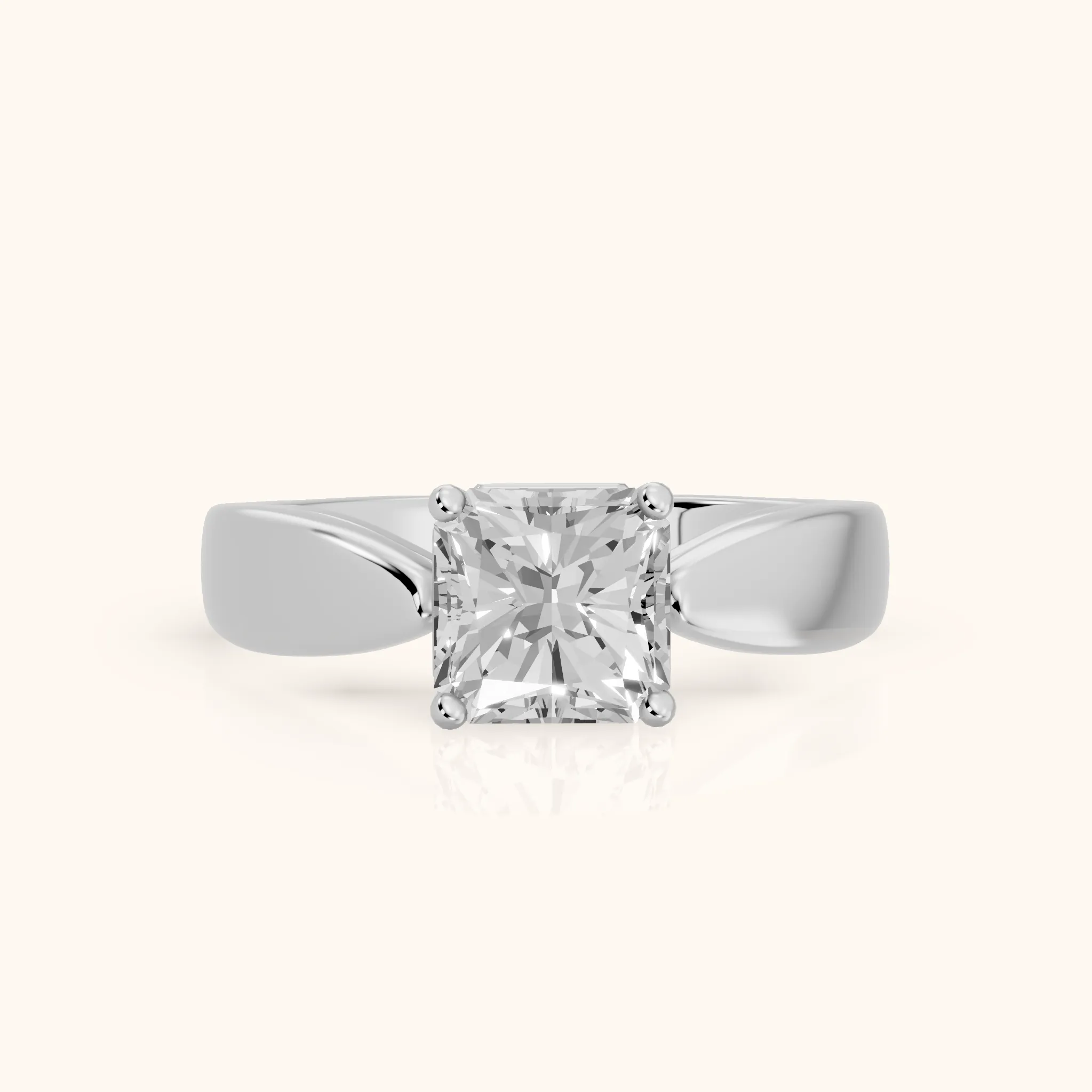 Talia Solitaire Twist Radiant Diamond Engagement Ring in Platinum — view 1