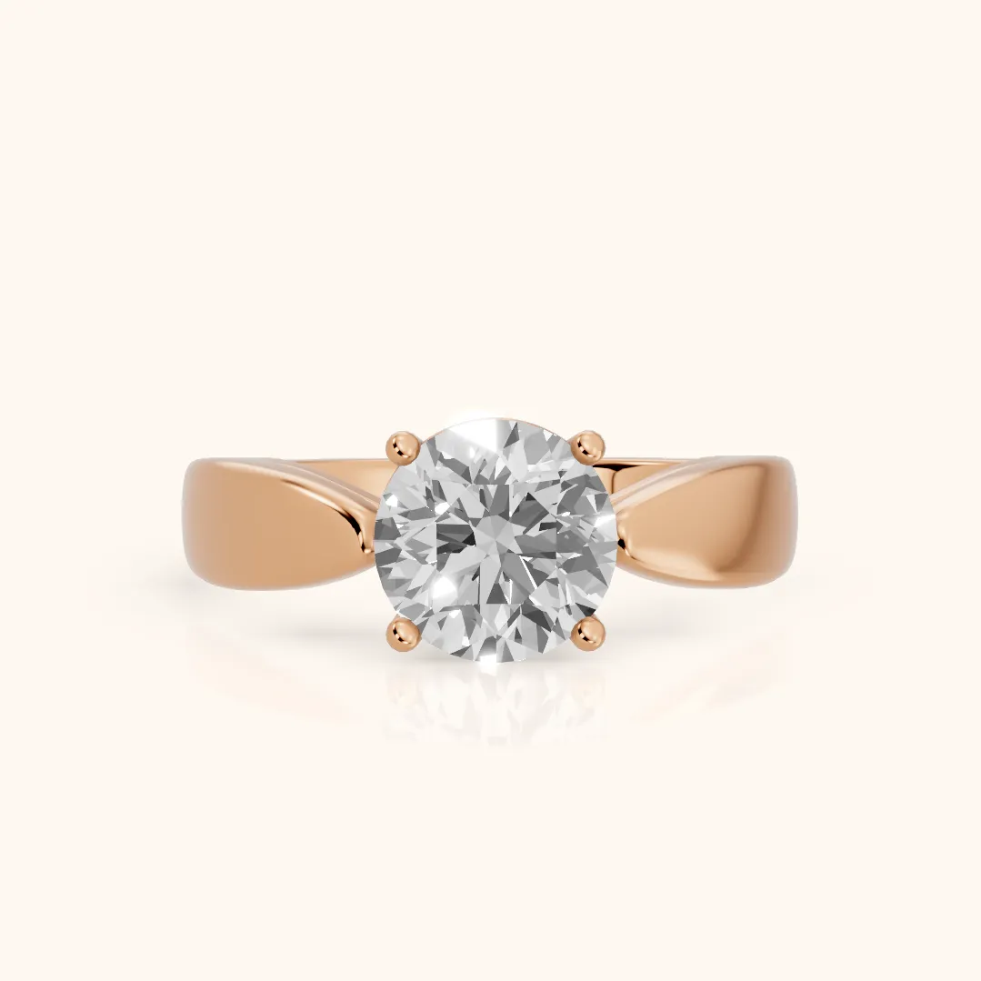 Talia Solitaire Twist Round Diamond Engagement Ring in Rose Gold — view 2