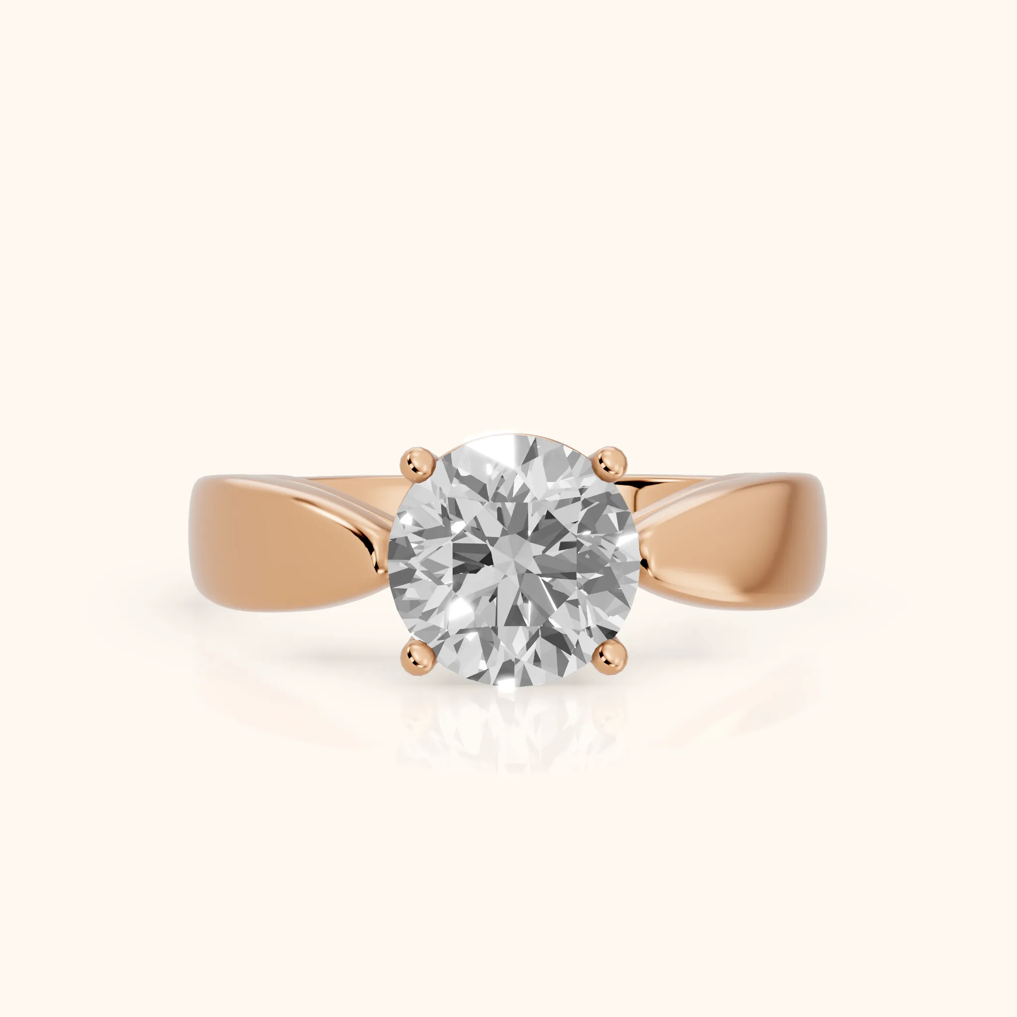 Talia Solitaire Twist Round Diamond Engagement Ring in Rose Gold — view 1