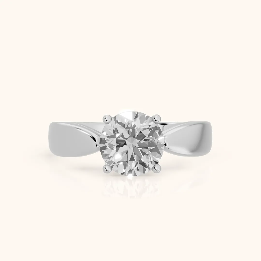 Talia Solitaire Twist Round Diamond Engagement Ring in Silver — view 2