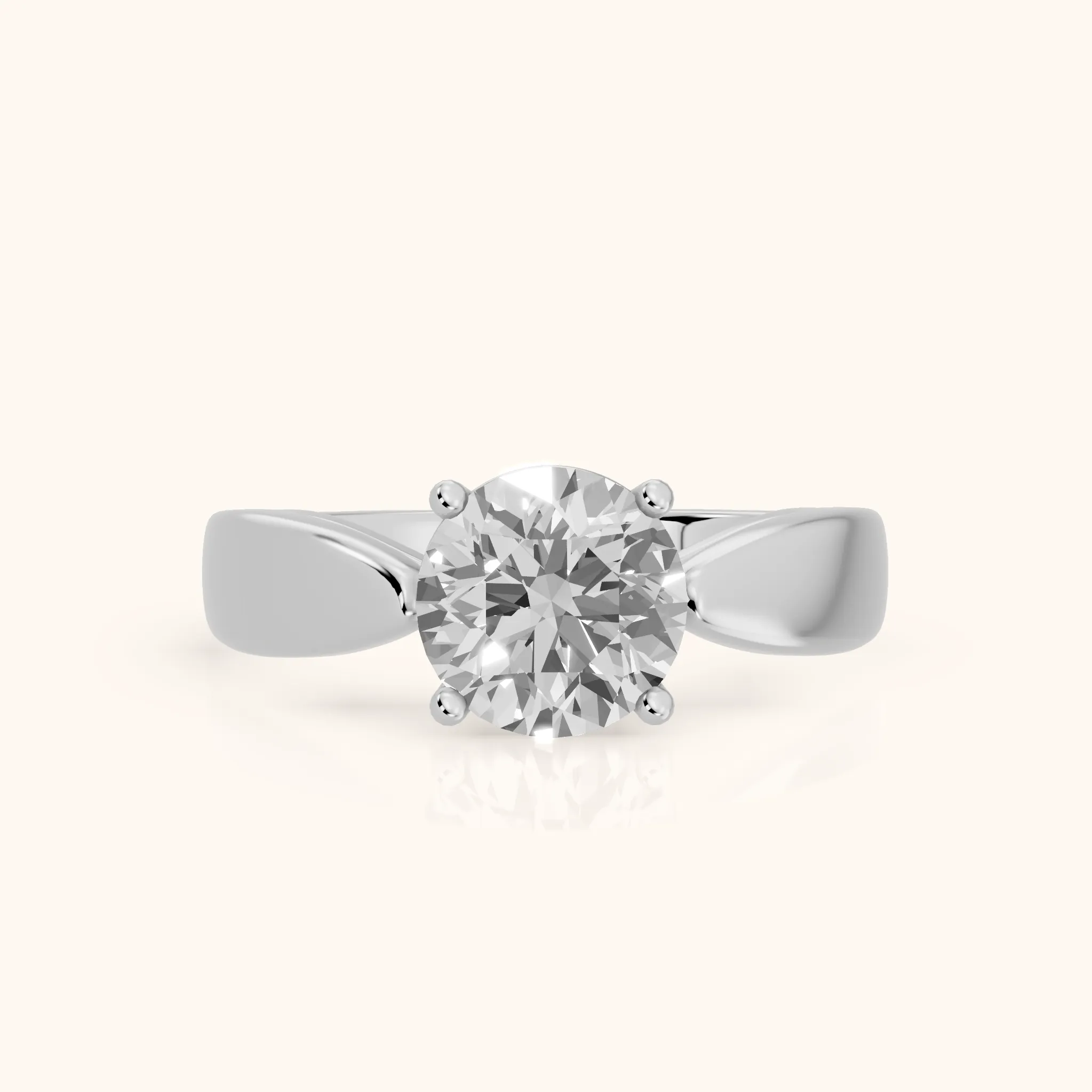 Talia Solitaire Twist Round Diamond Engagement Ring in Silver — view 1